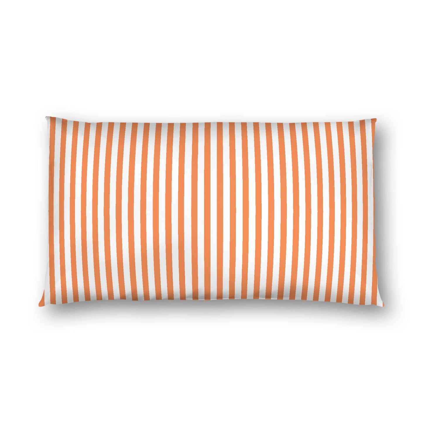 Off-White Cotton Sateen Sham, Thin Pale Orange Bars on Front, White Reverse Side, King - 20 x 36 inches