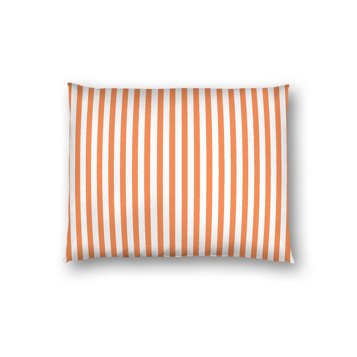 Off-White Cotton Sateen Sham, Thin Pale Orange Bars on Front, White Reverse Side, Standard - 20 x 26 inches