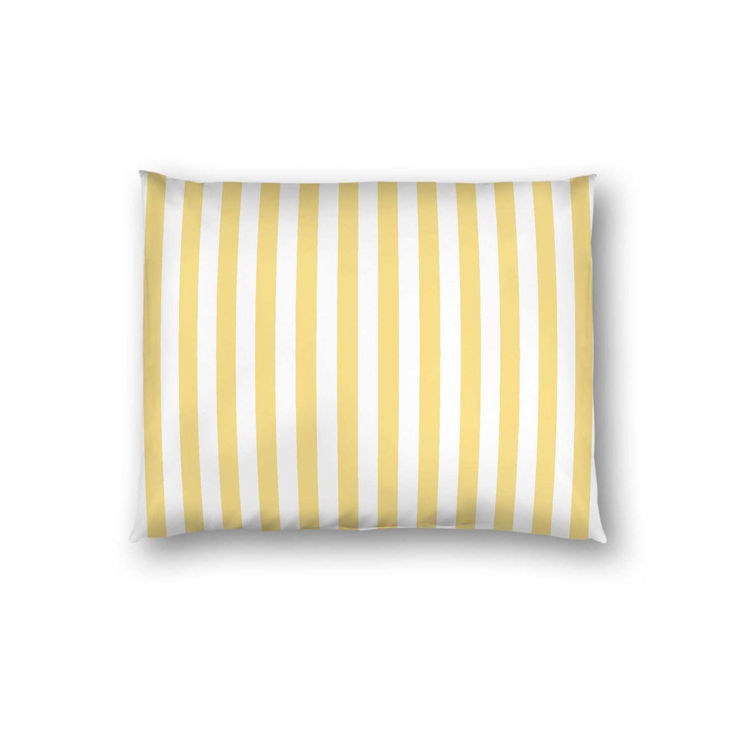 Off-white Cotton Sateen Sham, Yellow Bars on Front, White Reverse Side, Standard - 20 x 26 inches