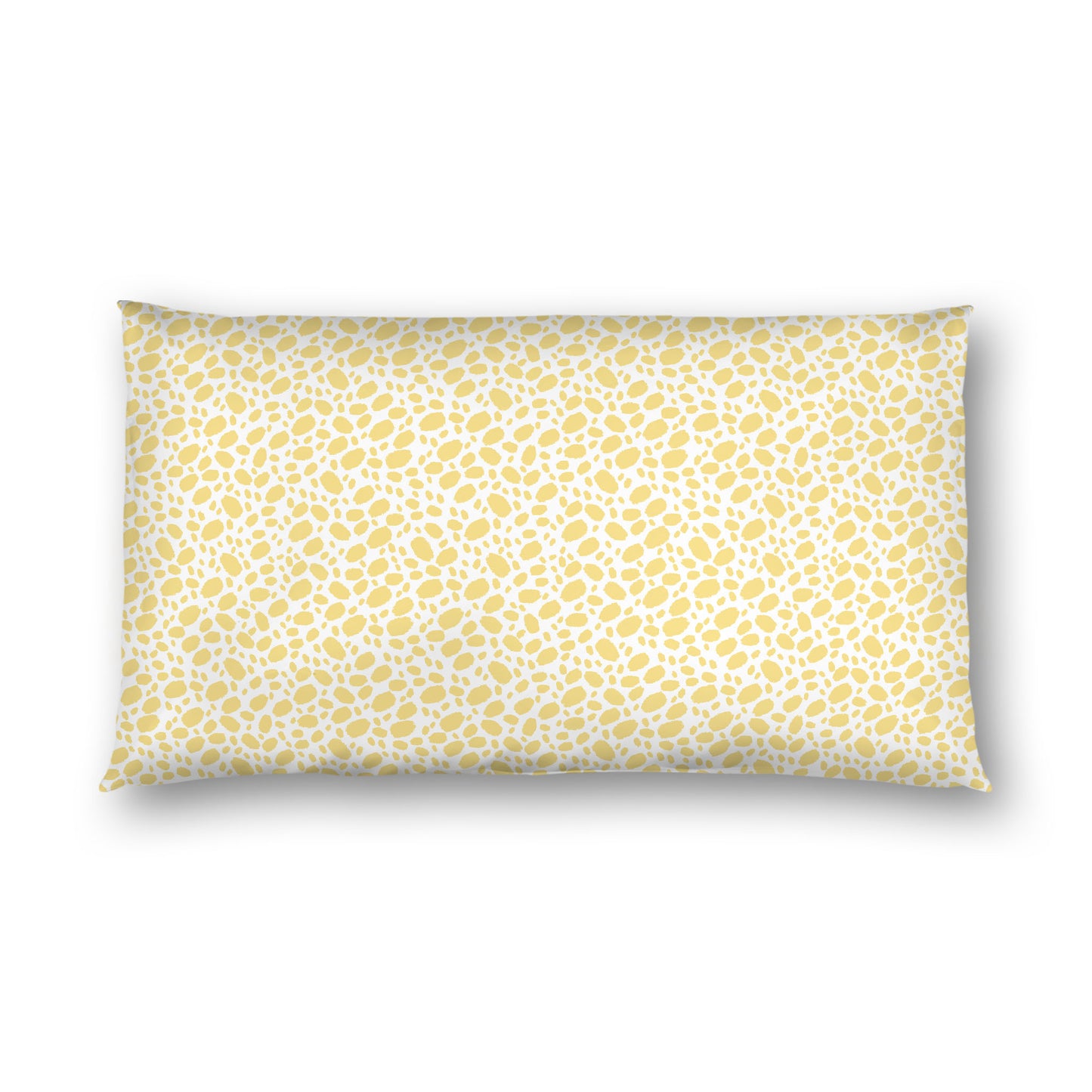 Off-white Cotton Sateen Pillow Sham, Yellow Hand-painted Dab Motif Print, Off-white Revese Side, King - 20 x 36 inches