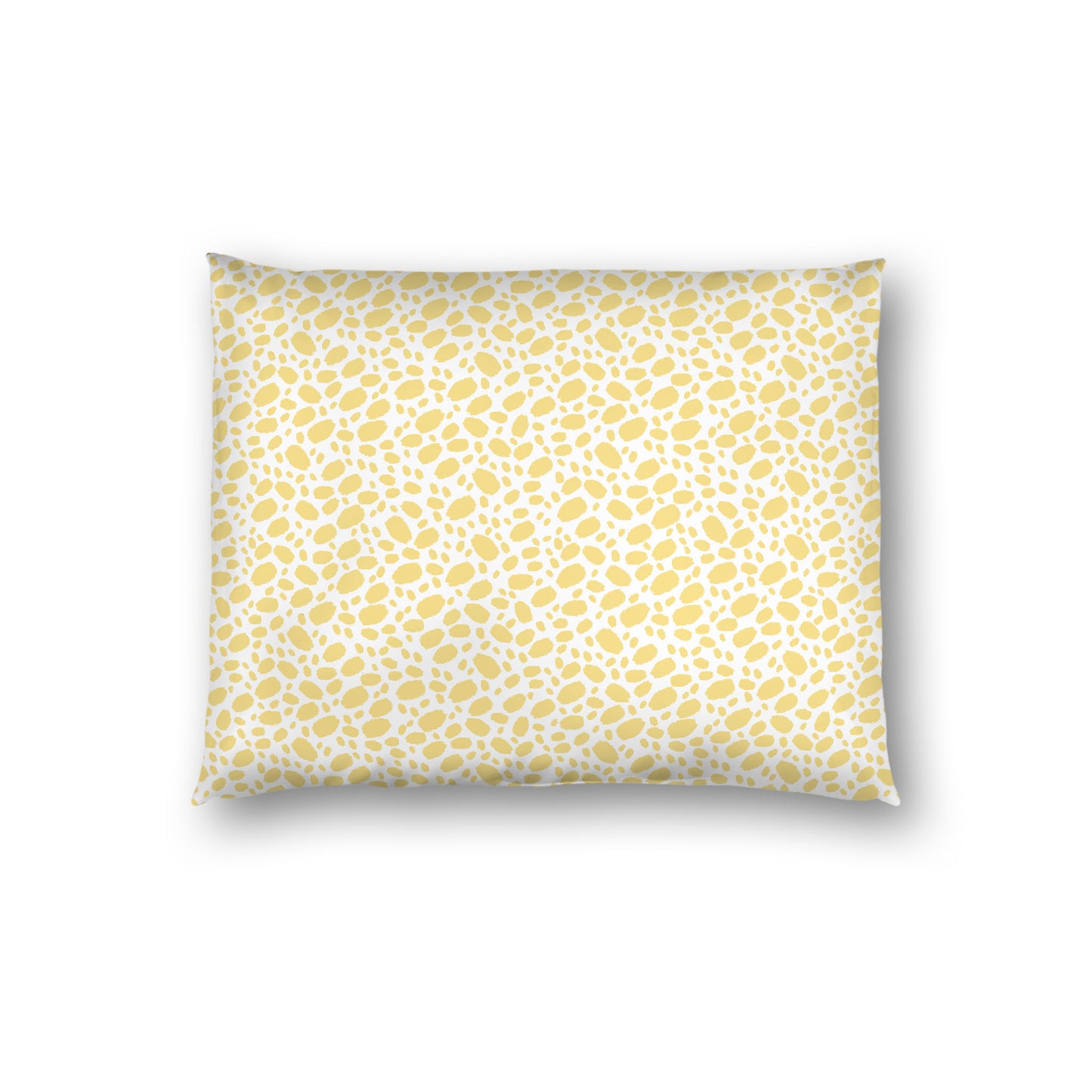 Off-white Cotton Sateen Pillow Sham, Yellow Hand-painted Dab Motif Print, Off-white Revese Side, Standard - 20 x 26 inches