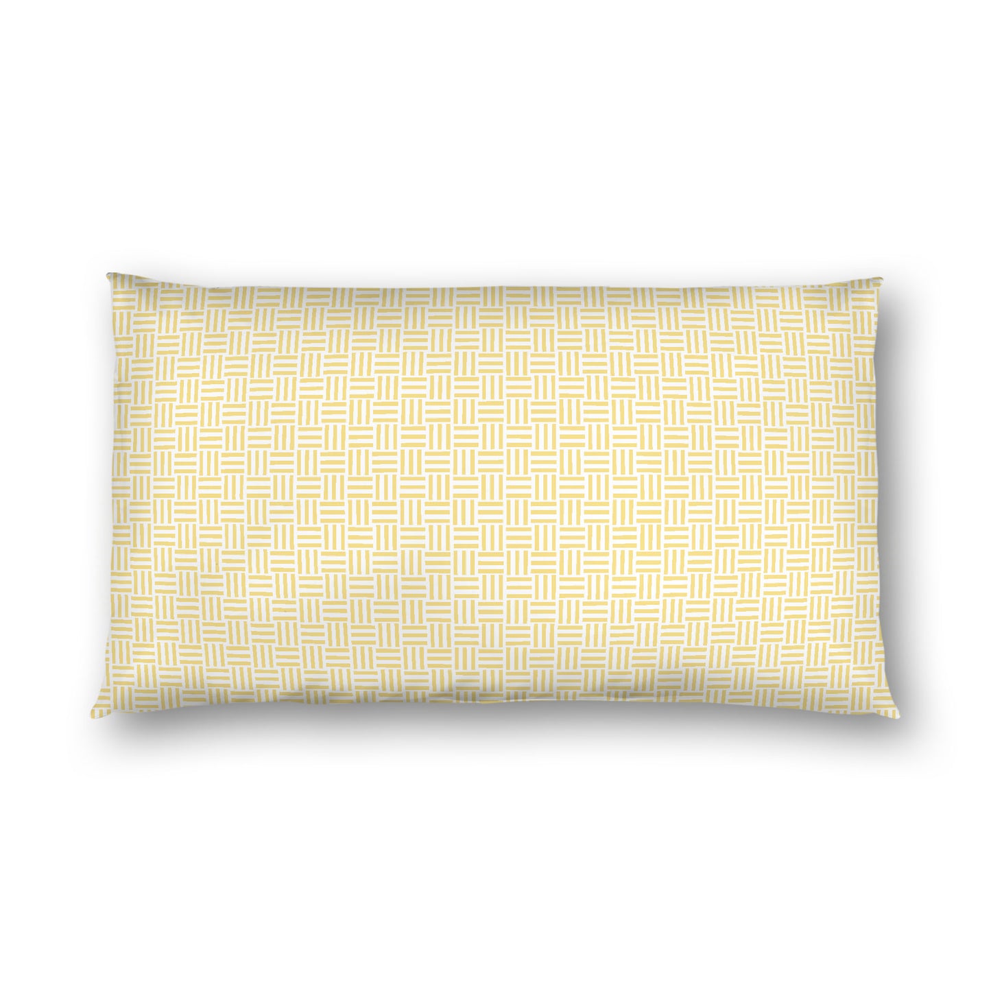 Off-white Cotton Sateen Pillow Sham, Yellow Single Weave Motif Print, White Reverse Side, King - 20 x 36 inches