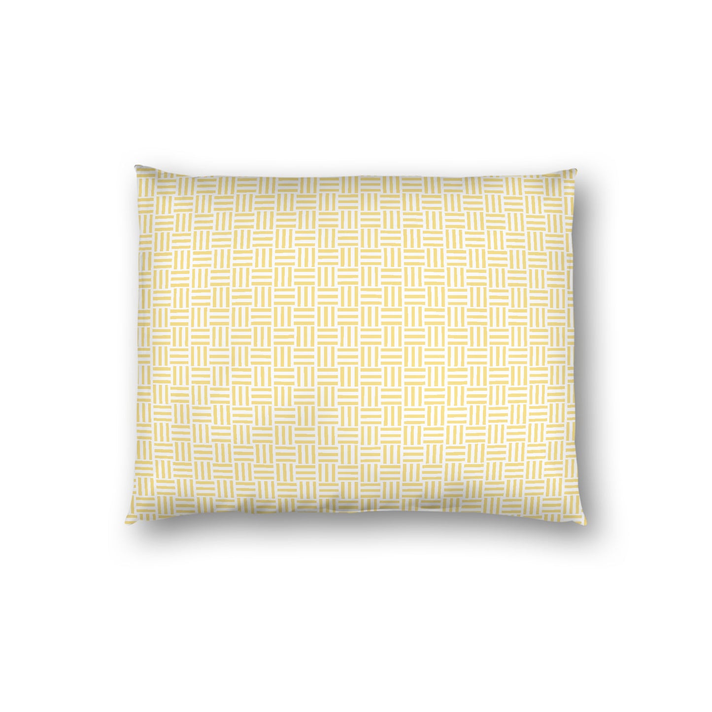 Off-white Cotton Sateen Pillow Sham, Yellow Single Weave Motif Print, White Reverse Side, Standard - 20 x 26 inches