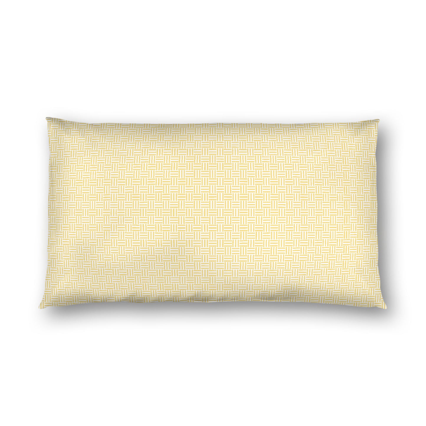 Off-white Cotton Sateen Pillow Sham, Yellow Double Weave Motif Print, White Reverse Side, King - 20 x 36 inches