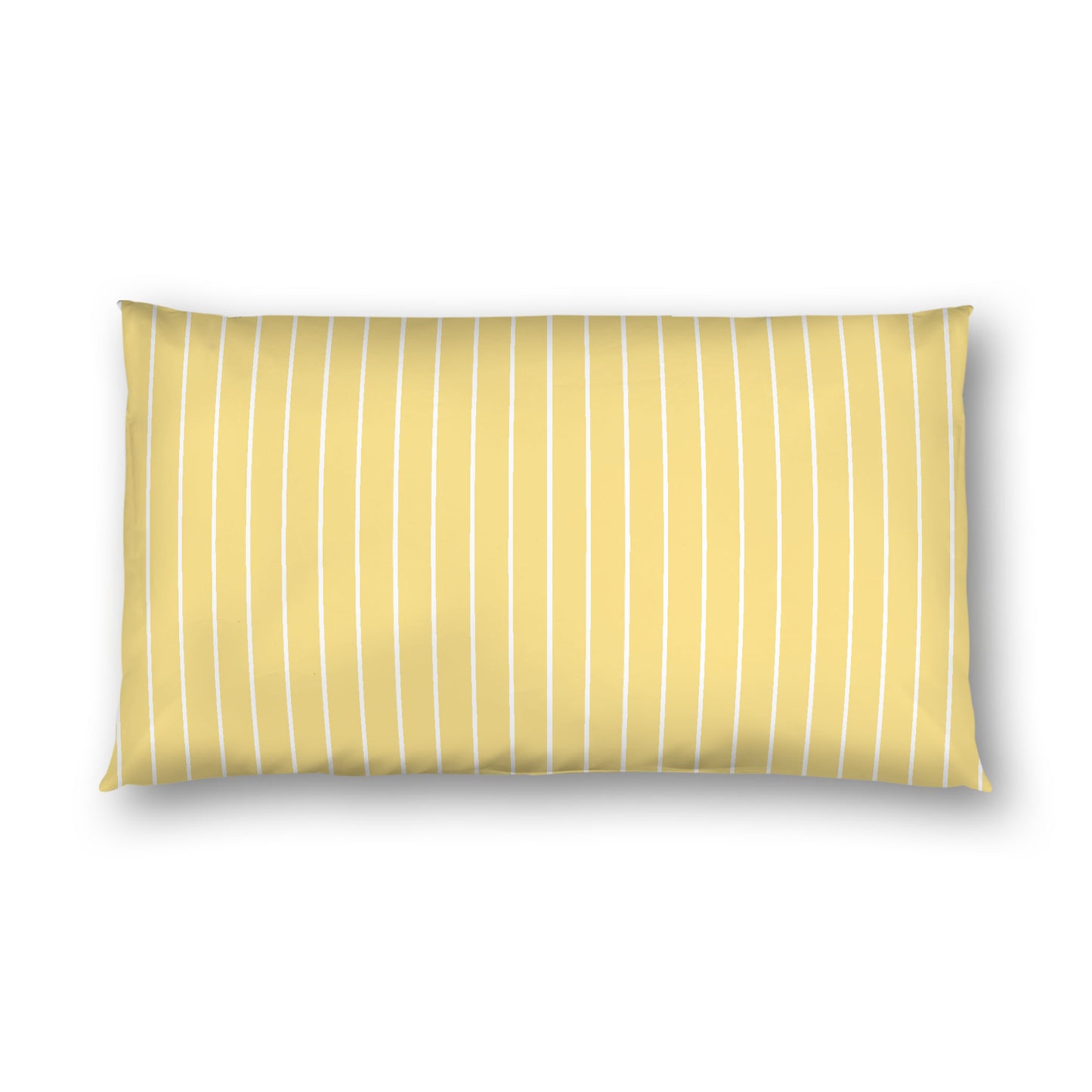 Yellow Cotton Sateen Sham, Off-white Stripes on Front, White Reverse Side, King - 20 x 36 inches