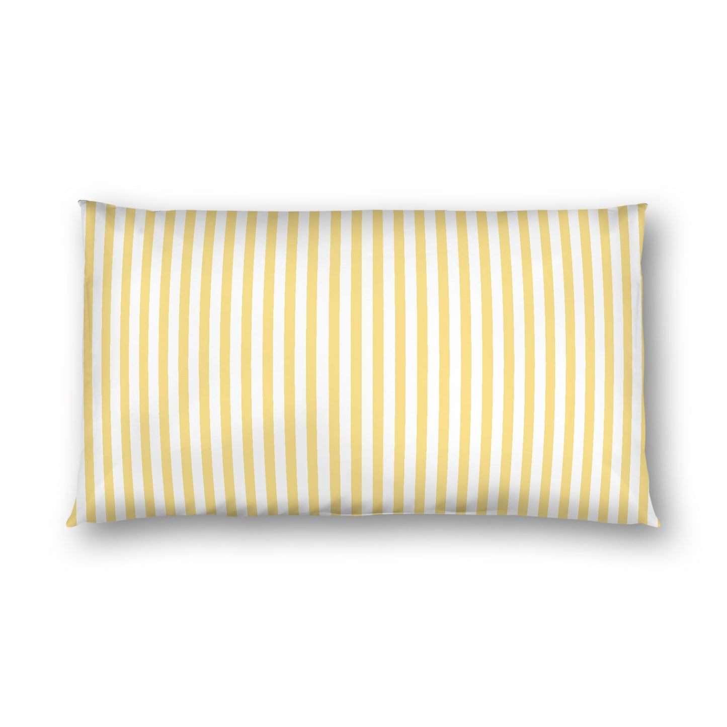 Off-white Cotton Sateen Sham, Thin Yellow Bars on Front, White Reverse Side, King - 20 x 36 inches