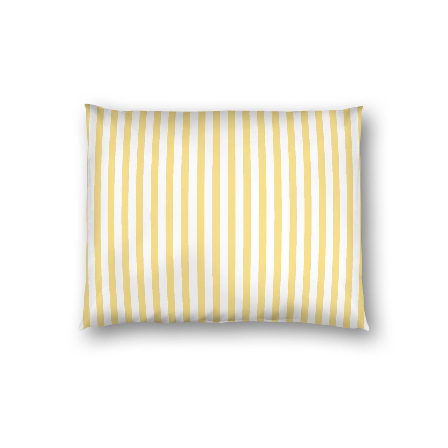 Off-white Cotton Sateen Sham, Thin Yellow Bars on Front, White Reverse Side, Standard - 20 x 26 inches
