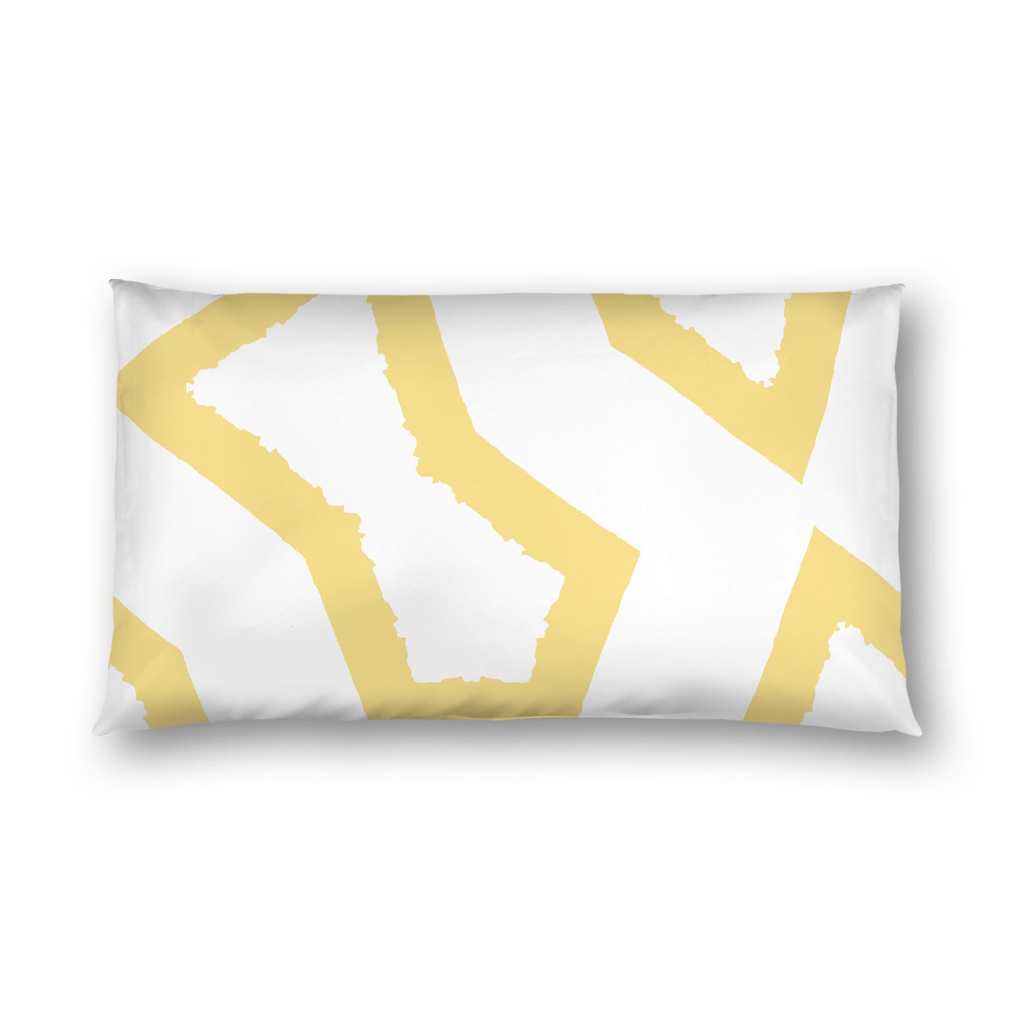 Off-white Cotton Sateen Sham, Bold Yellow Graphic on Front, White Reverse Side, King - 20 x 36 inches