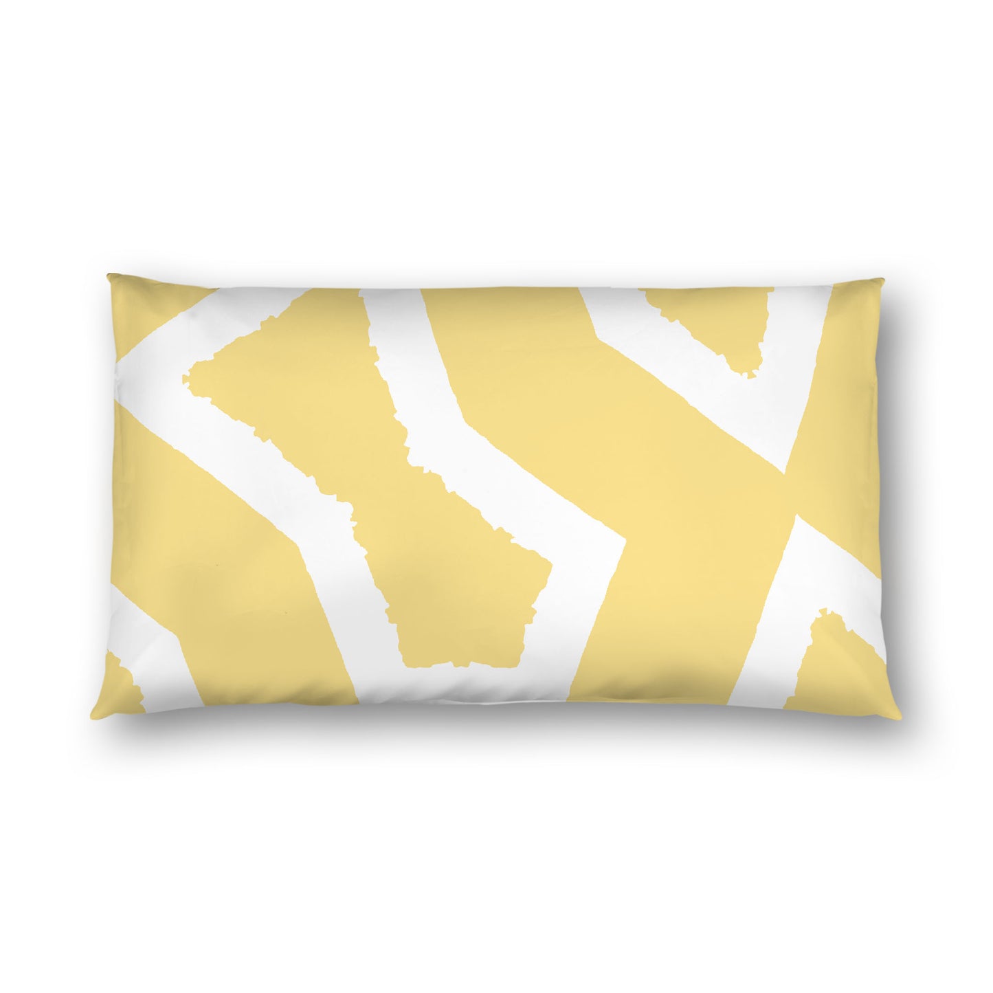 Yellow Cotton Sateen Sham, Bold Off-white Graphic on Front, White Reverse Side, King - 20 x 36 inches