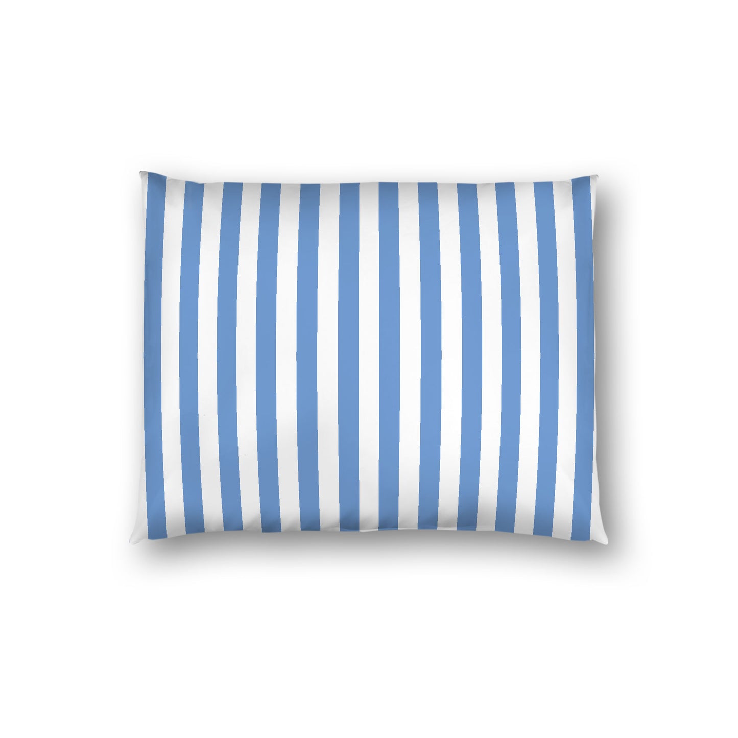 Off-White Cotton Sateen Sham, Blue Bars on Front, Standard - 20 x 26 inches
