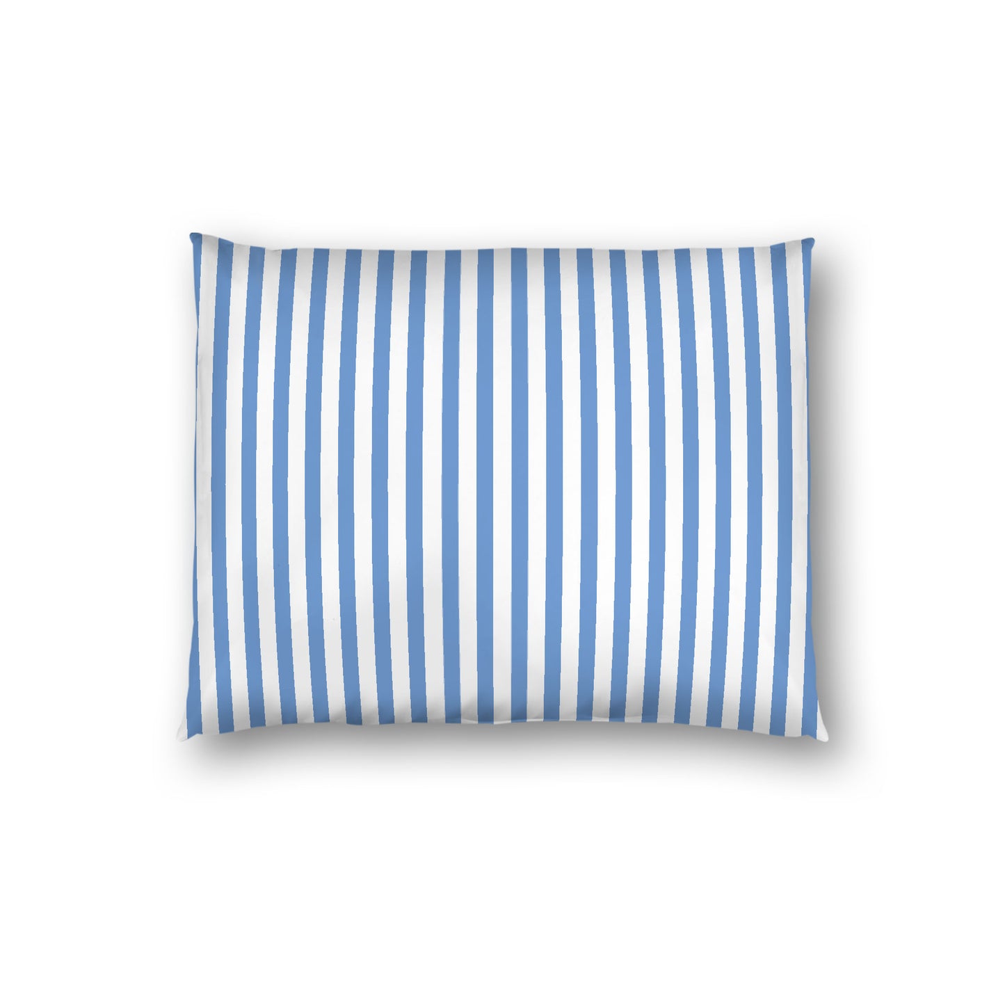 Off-White Cotton Sateen Sham, Thin Blue Bars on Front, White Reverse Side, Standard - 20 x 26 inches