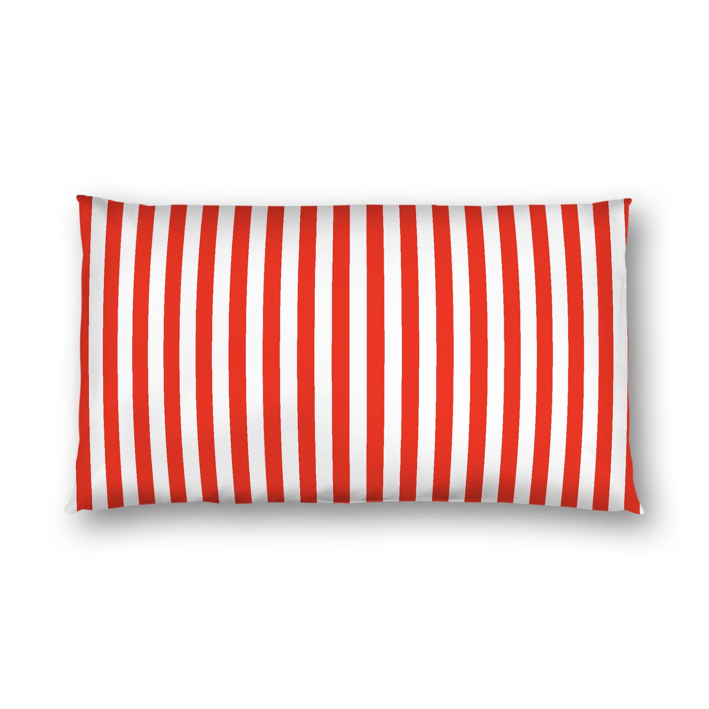 Off-White Cotton Sateen Sham, Red Bars on Front, King - 20 x 36 inches