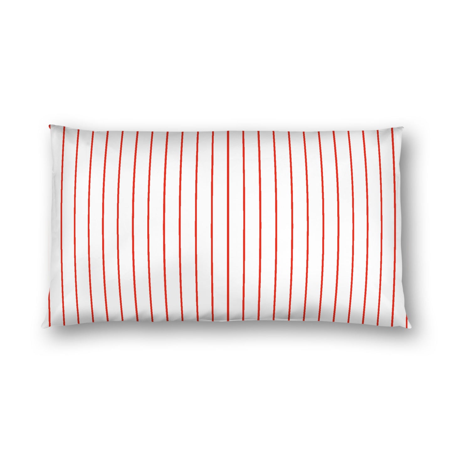 Off-White Cotton Sateen Sham, Red Stripes on Front, White Reverse Side, King - 20 x 36 inches