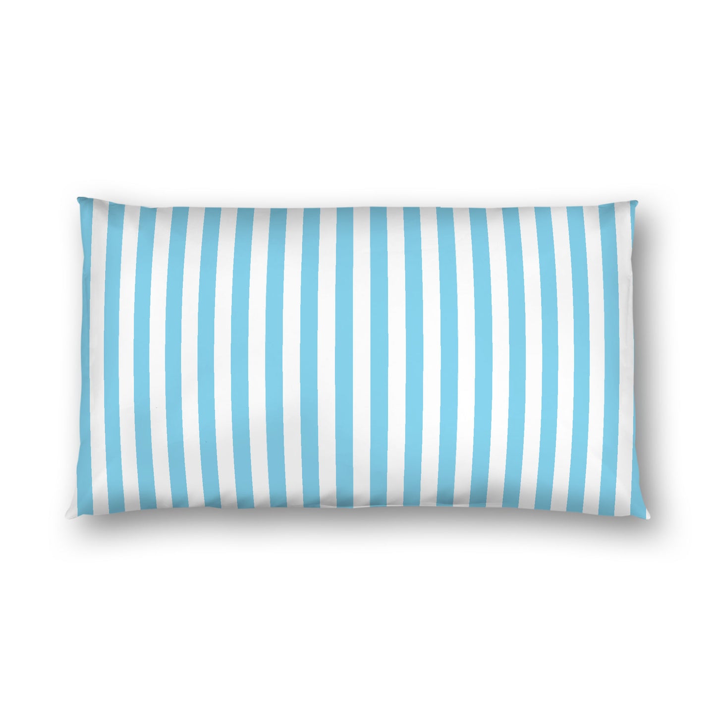 Off-White Cotton Sateen Sham, Blue Bars on Front, King - 20 x 36 inches