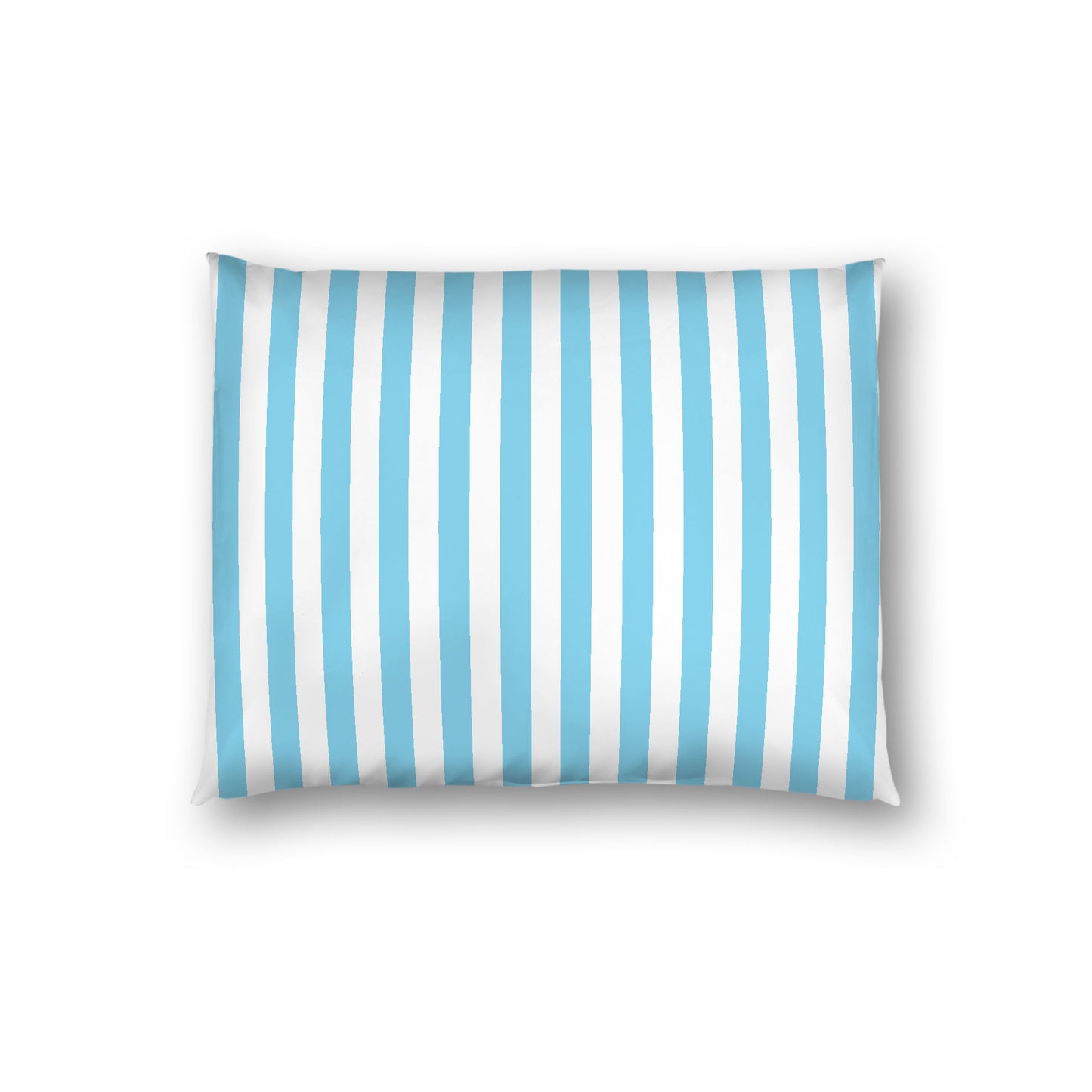 Off-White Cotton Sateen Sham, Blue Bars on Front, Standard - 20 x 26 inches