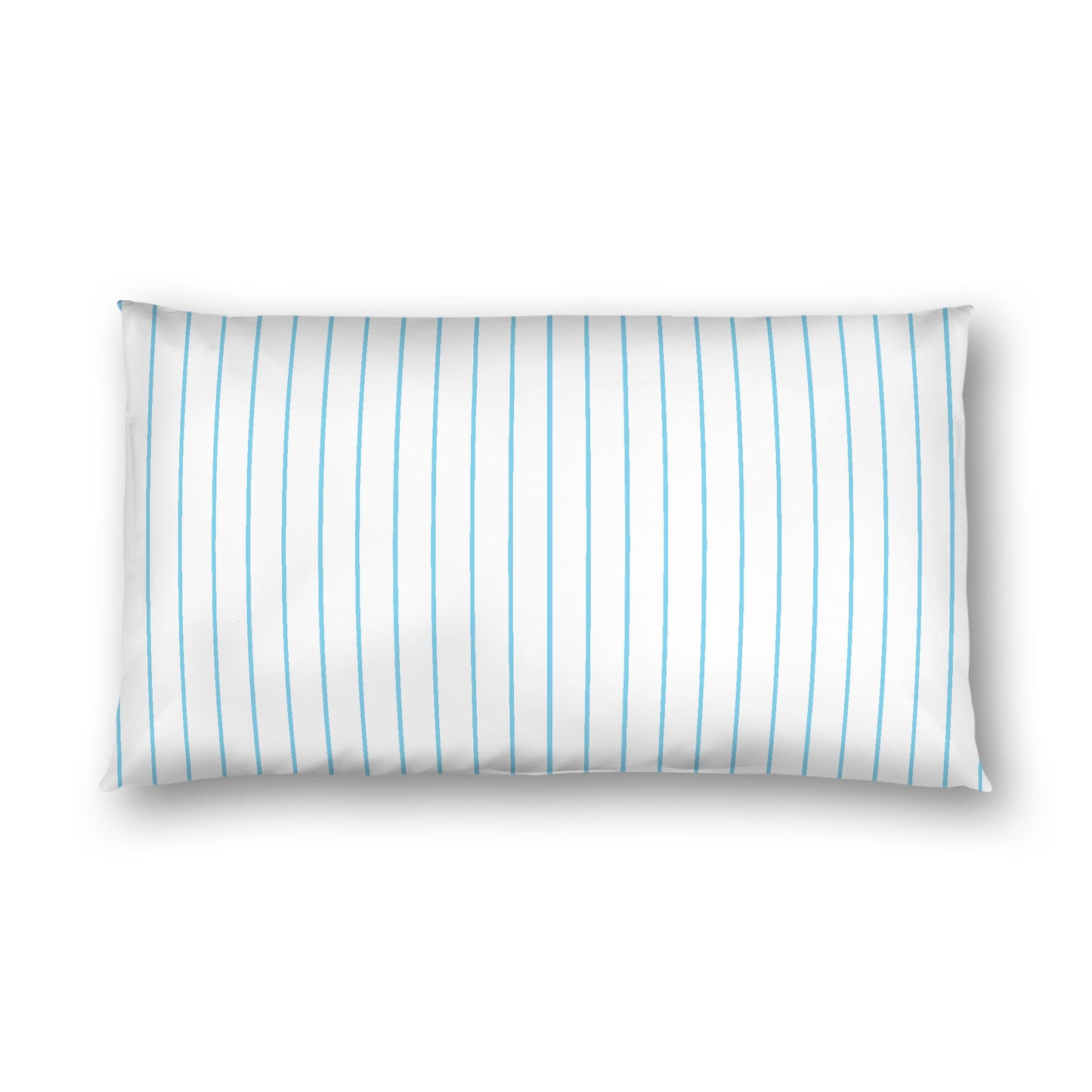 Off-White Cotton Sateen Sham, Blue Stripes on Front, White Reverse Side, King - 20 x 36 inches