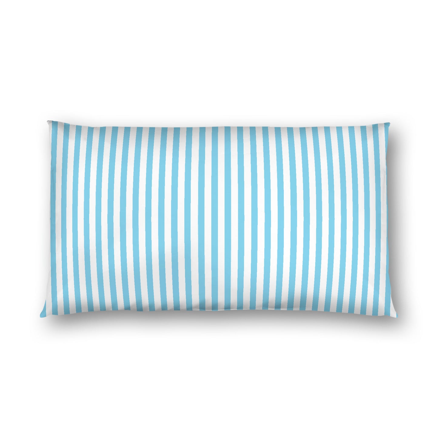 Off-White Cotton Sateen Sham, Thin Blue Bars on Front, White Reverse Side, King - 20 x 36 inches