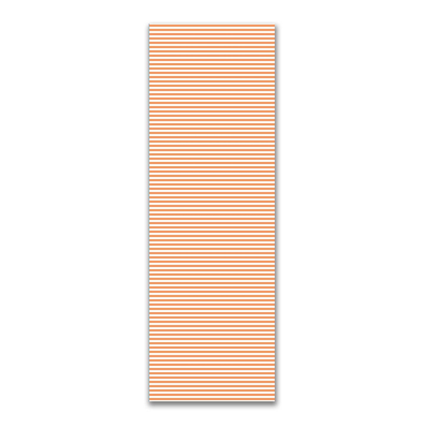 White Spun Polyester Fabric with Orange Bars #FASP-1181-051