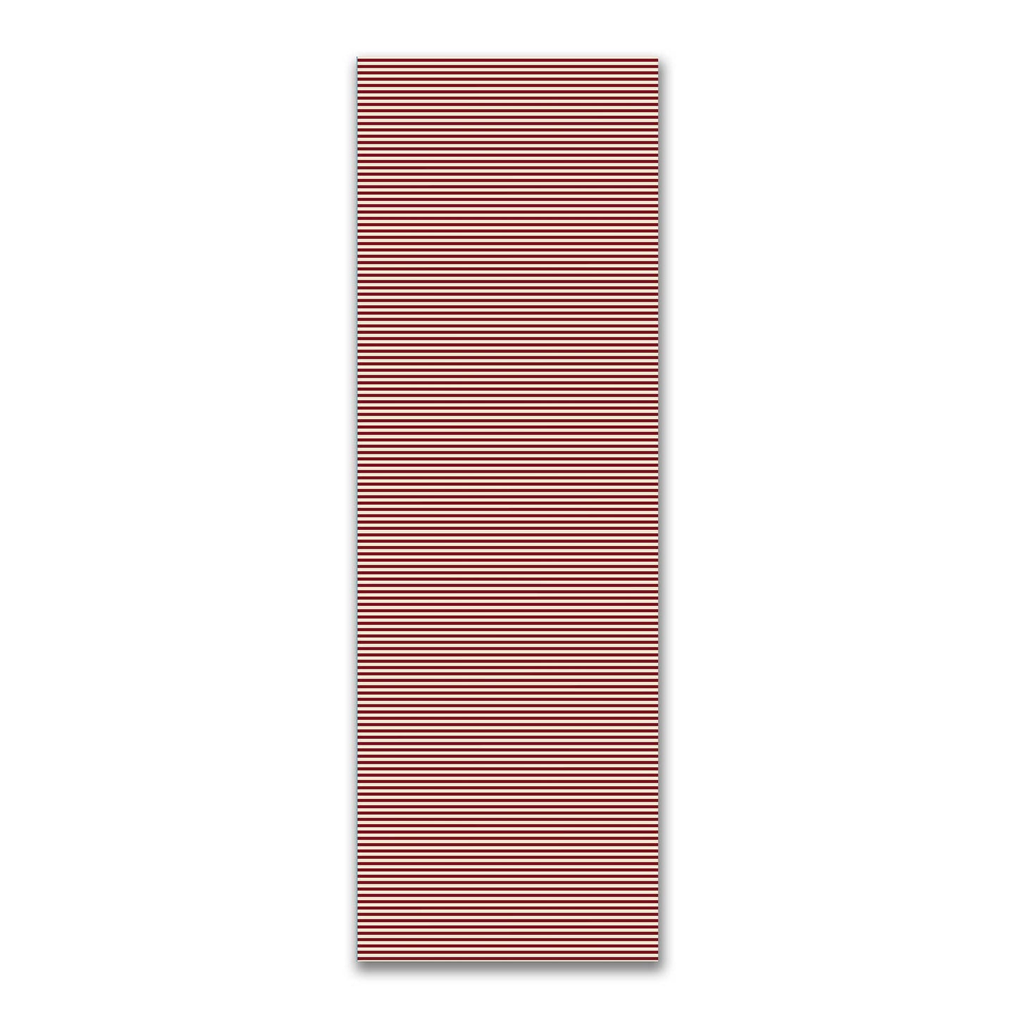 Spun Polyester Fabric with Thin Burgundy Red Bars on Beige #FASP-1285-241