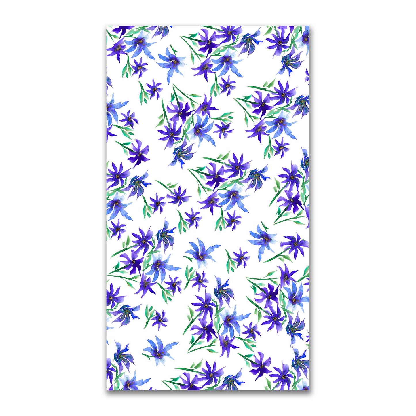 Indigo Bloom — Printed Spun Polyester Fabric with Large Hand-painted Purple Watercolor Floral Print #FASP-1304