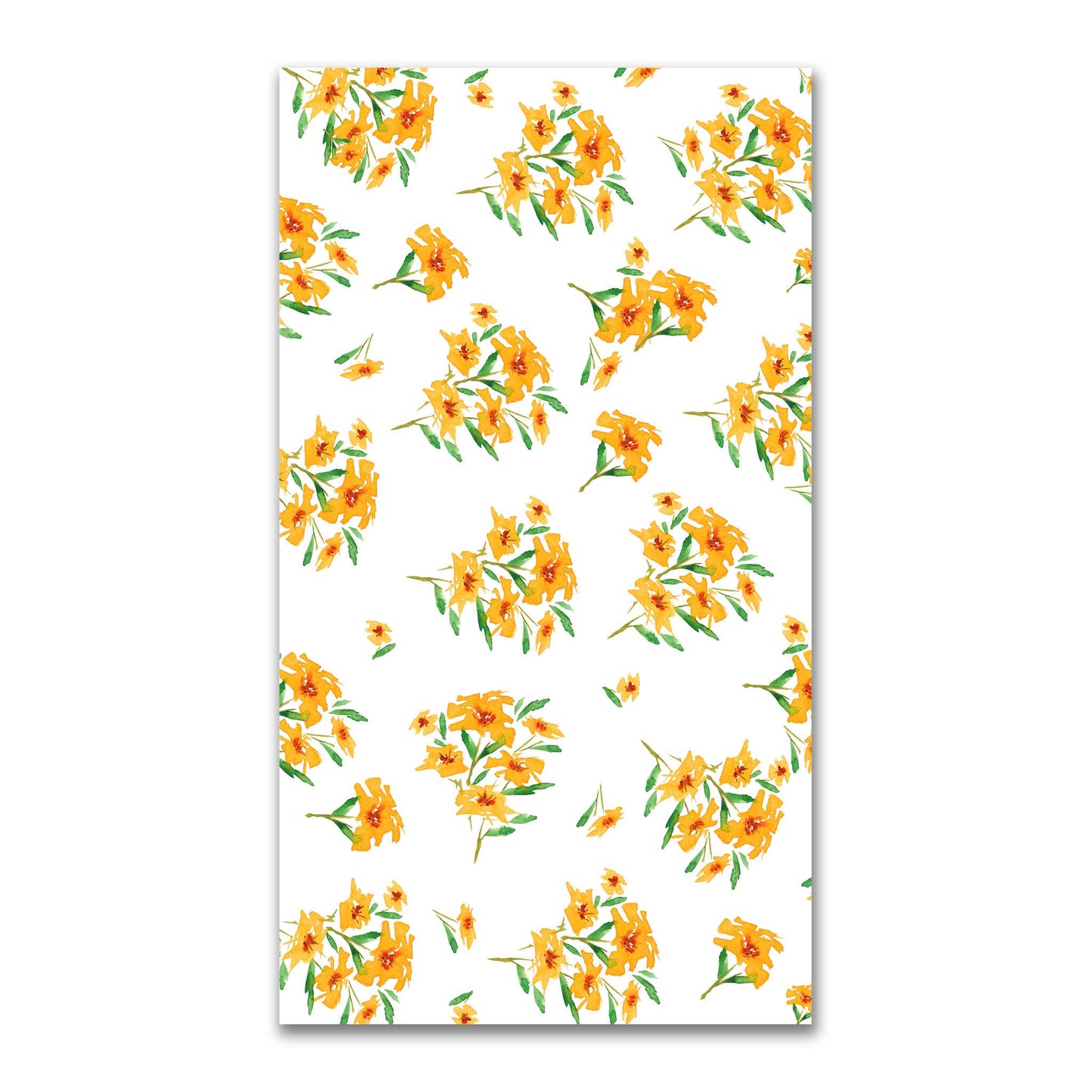 Saffron Garden — Printed Spun Polyester Fabric with Large Hand-painted Yellow-Orange Watercolor Floral Print #FASP-1314