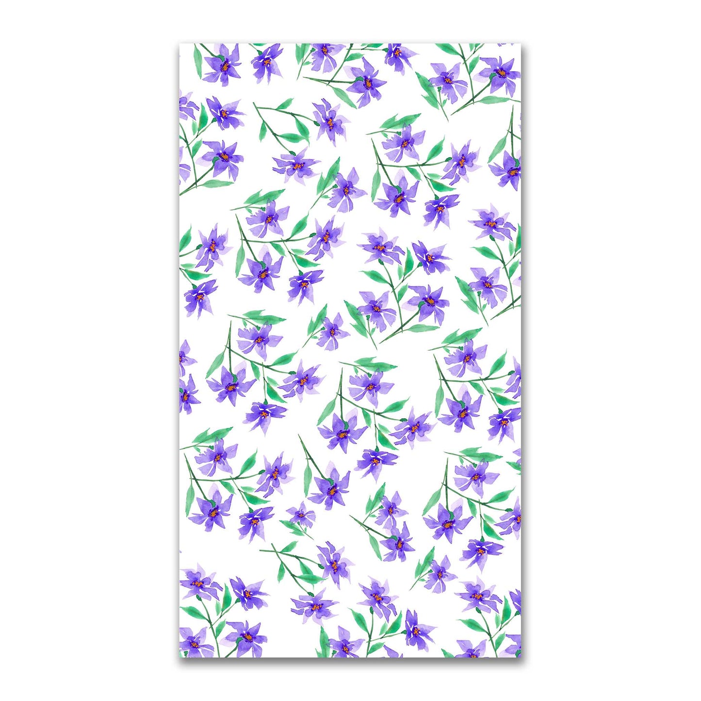 Purple Bloom — Printed Spun Polyester Fabric with Large Hand-painted Purple Watercolor Floral Print #FASP-1354