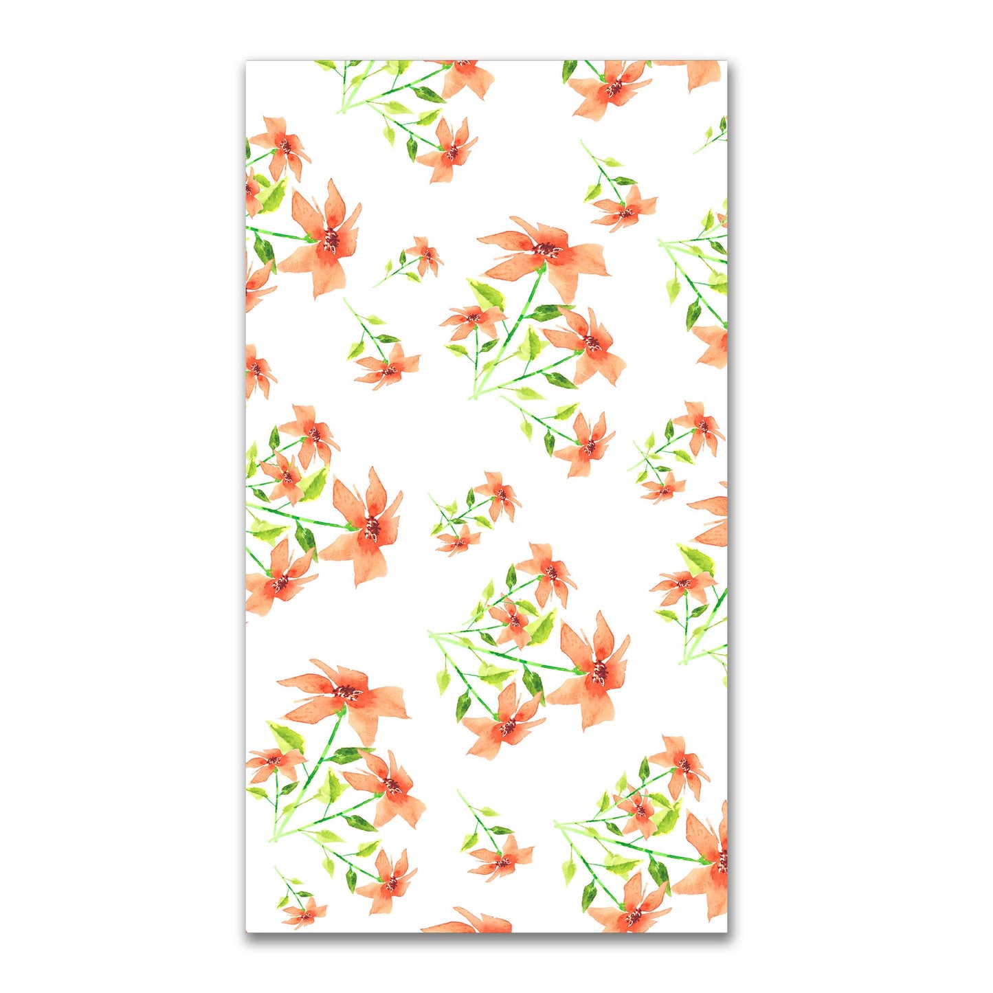 Peach Bloom — Printed Spun Polyester Fabric with Large Hand-painted Red Watercolor Floral Print #FASP-1384