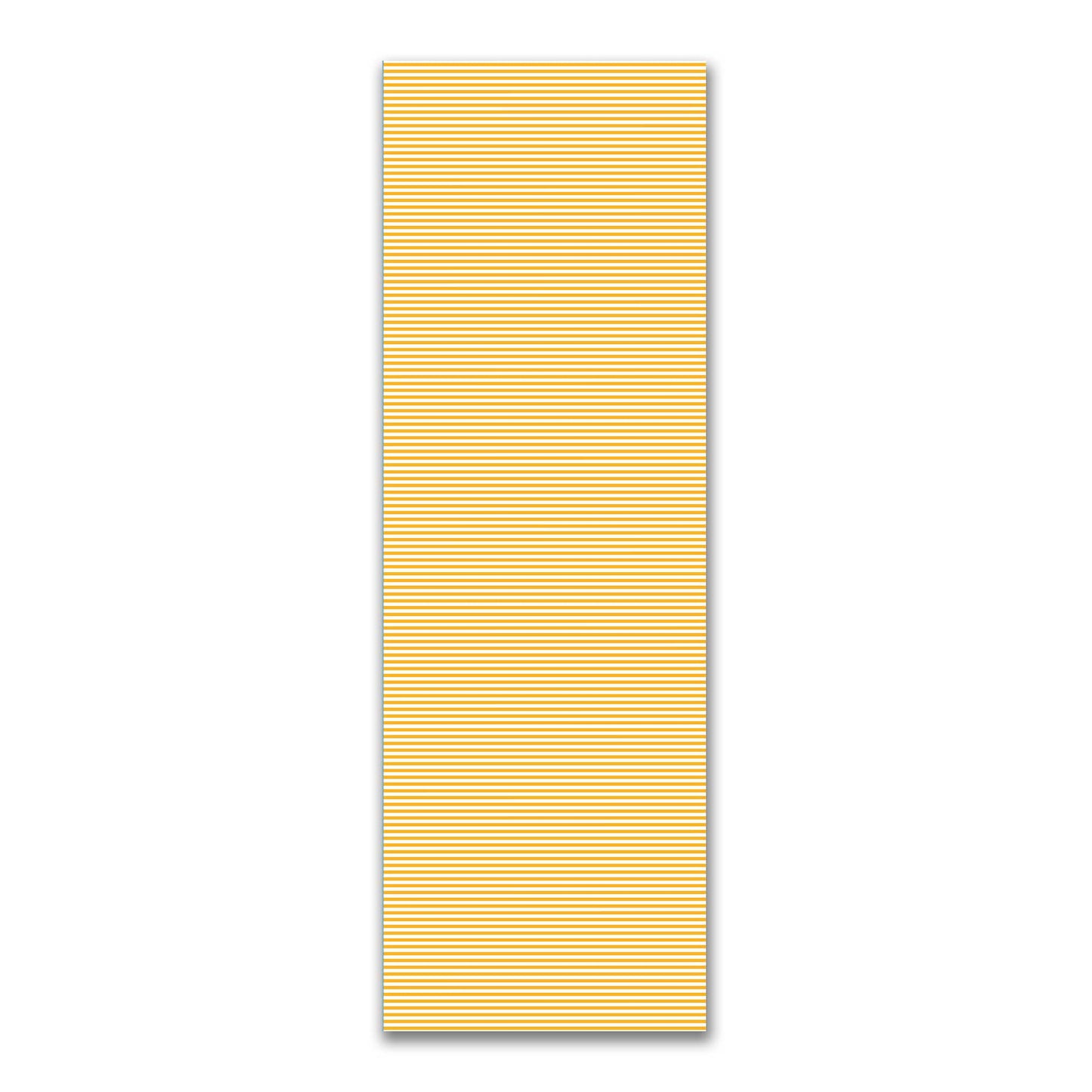 White Spun Polyester Fabric with Thin Yellow-Orange Bars #FASP-1390-241