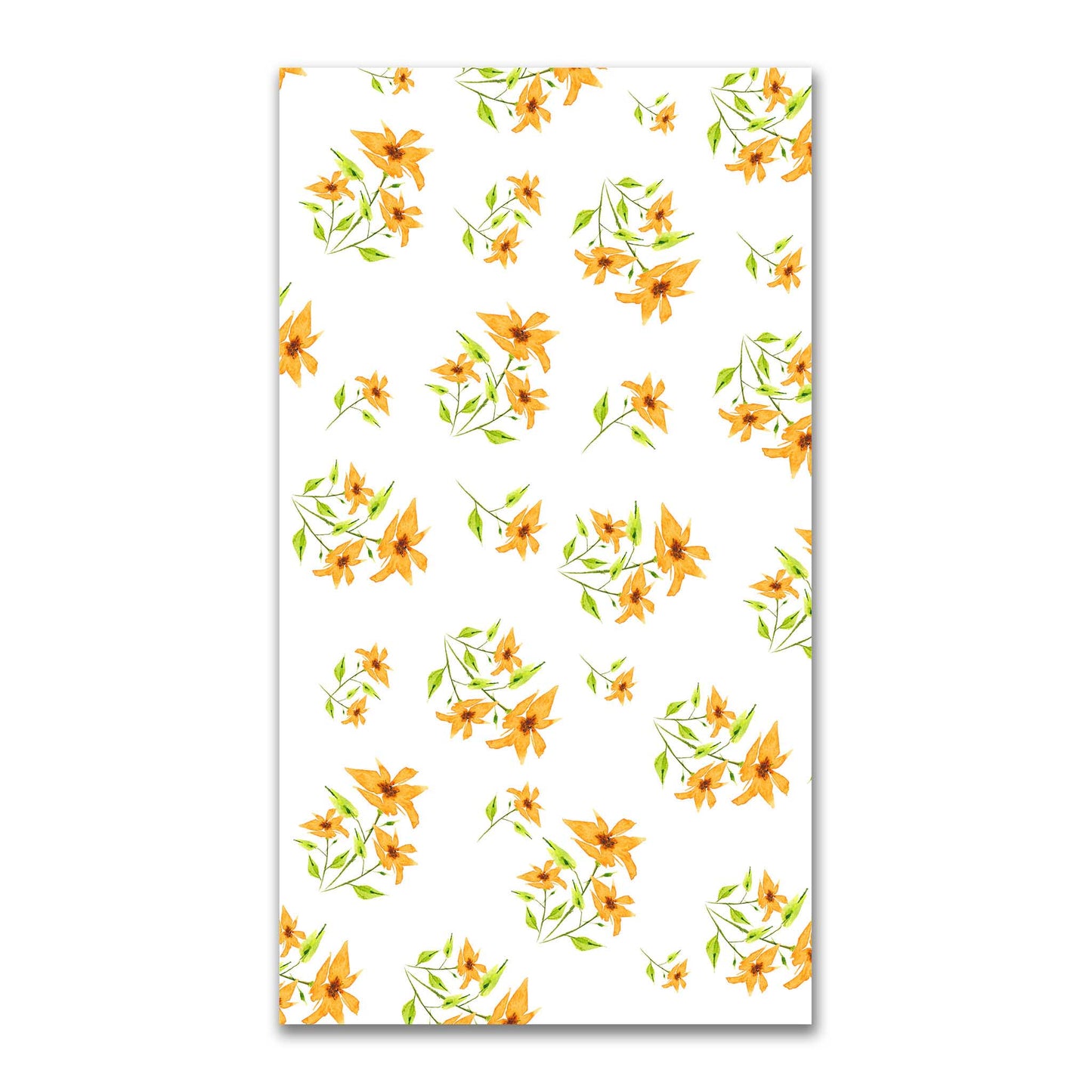 Citrine Bloom — Printed Spun Polyester Fabric with Large Hand-painted Yellow-Orange Watercolor Floral Print #FASP-1394
