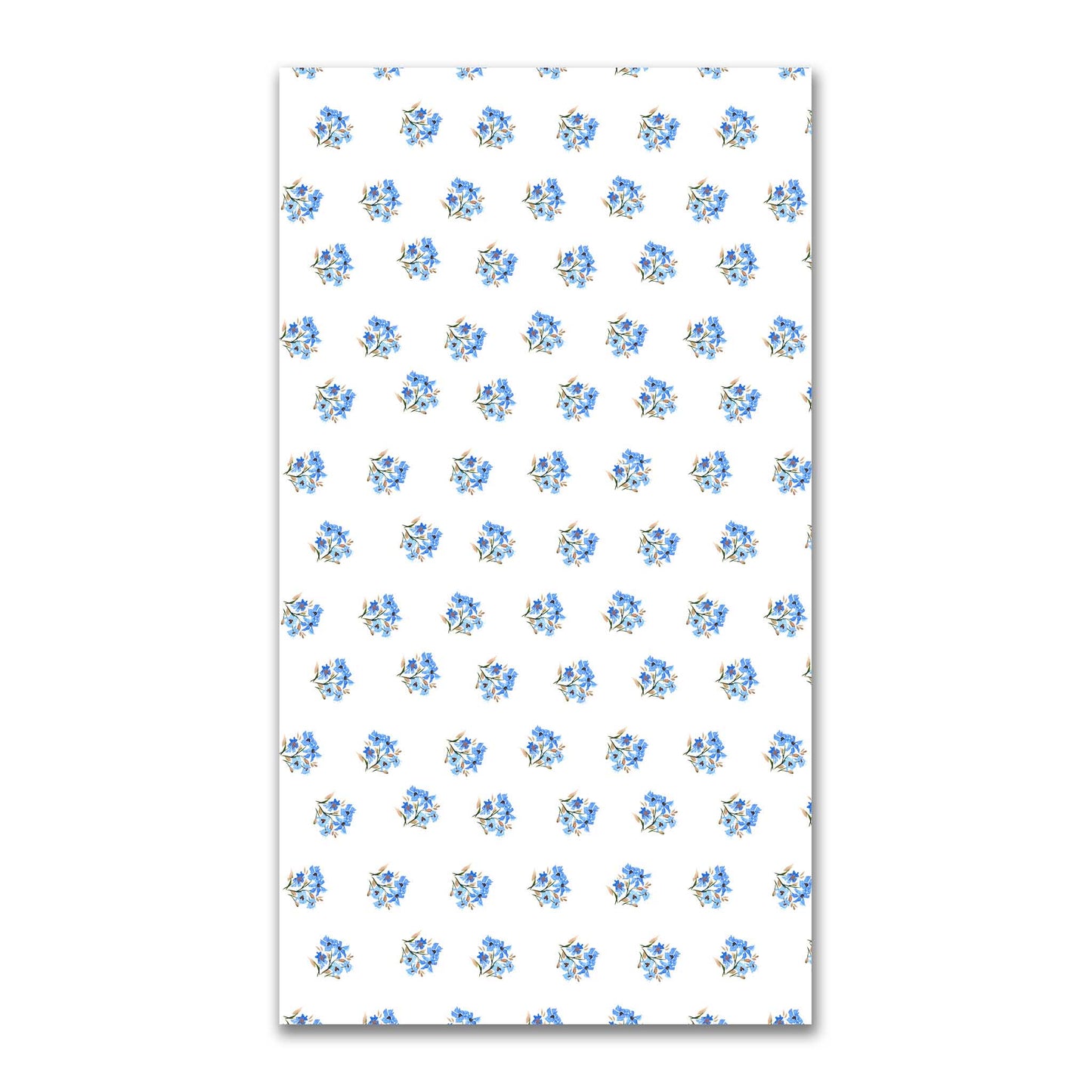 Cornflower Bloom — Printed Spun Polyester Fabric with Medium Blue Watercolor Floral Pattern #FASP-1405