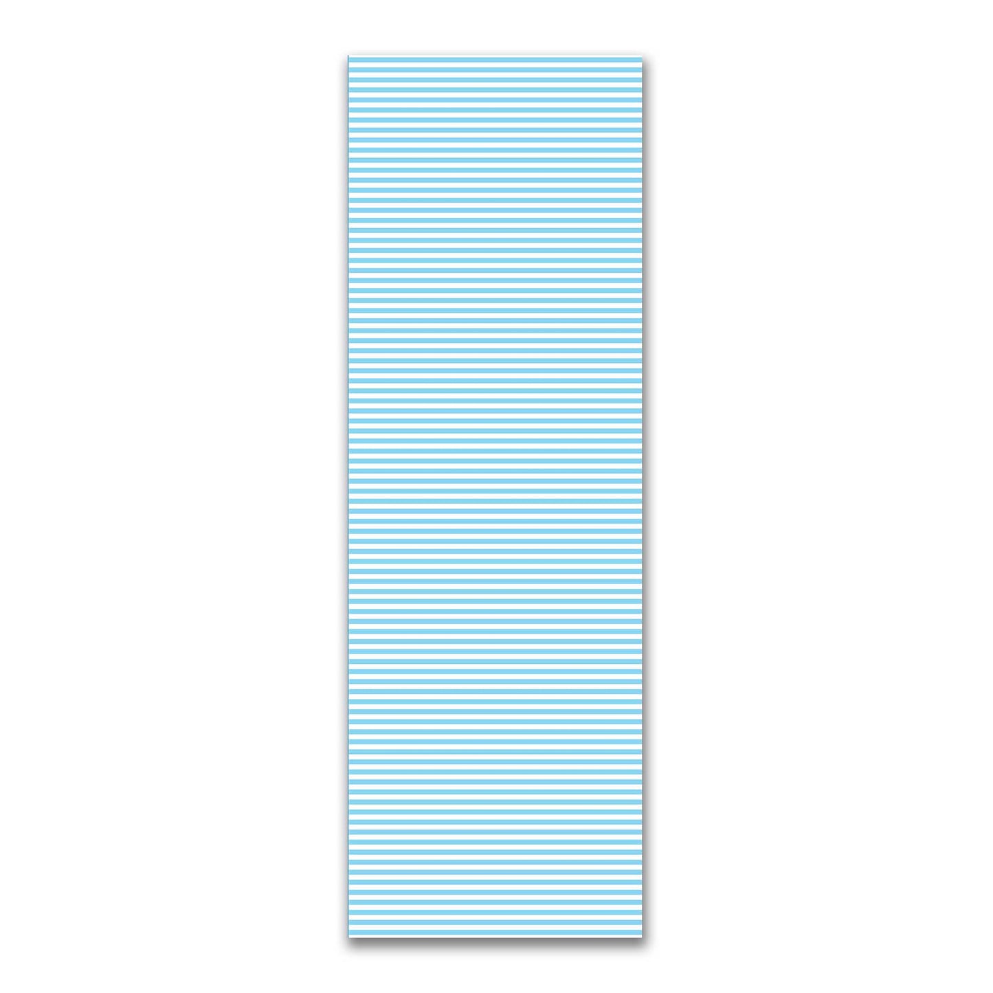 White Spun Polyester Fabric with Blue Bars #FASP-1430-051