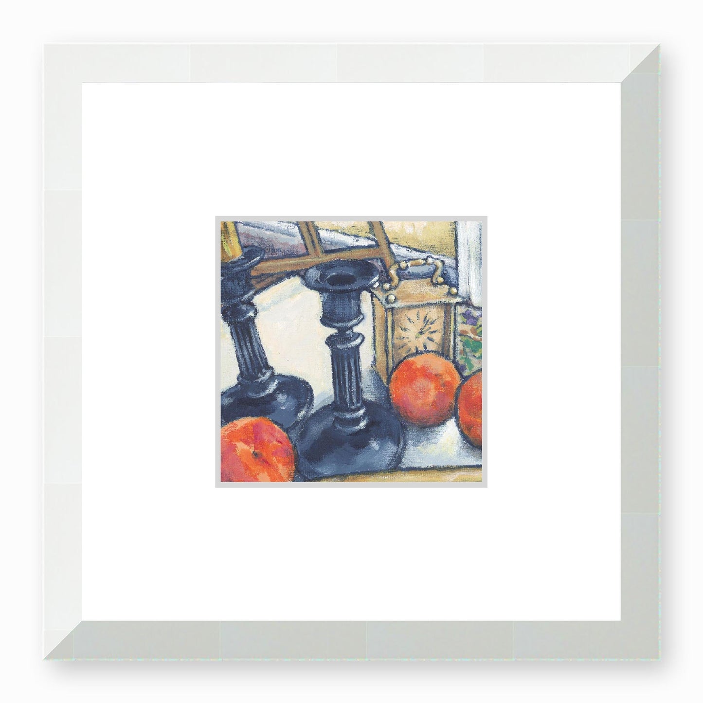 Framed Fine Art Print, Faux Mat - 12x12 inches | Still Life in Acrylic, FMS-1000-1102, Prints, Fine art, White Frame,12 x 12 inches
