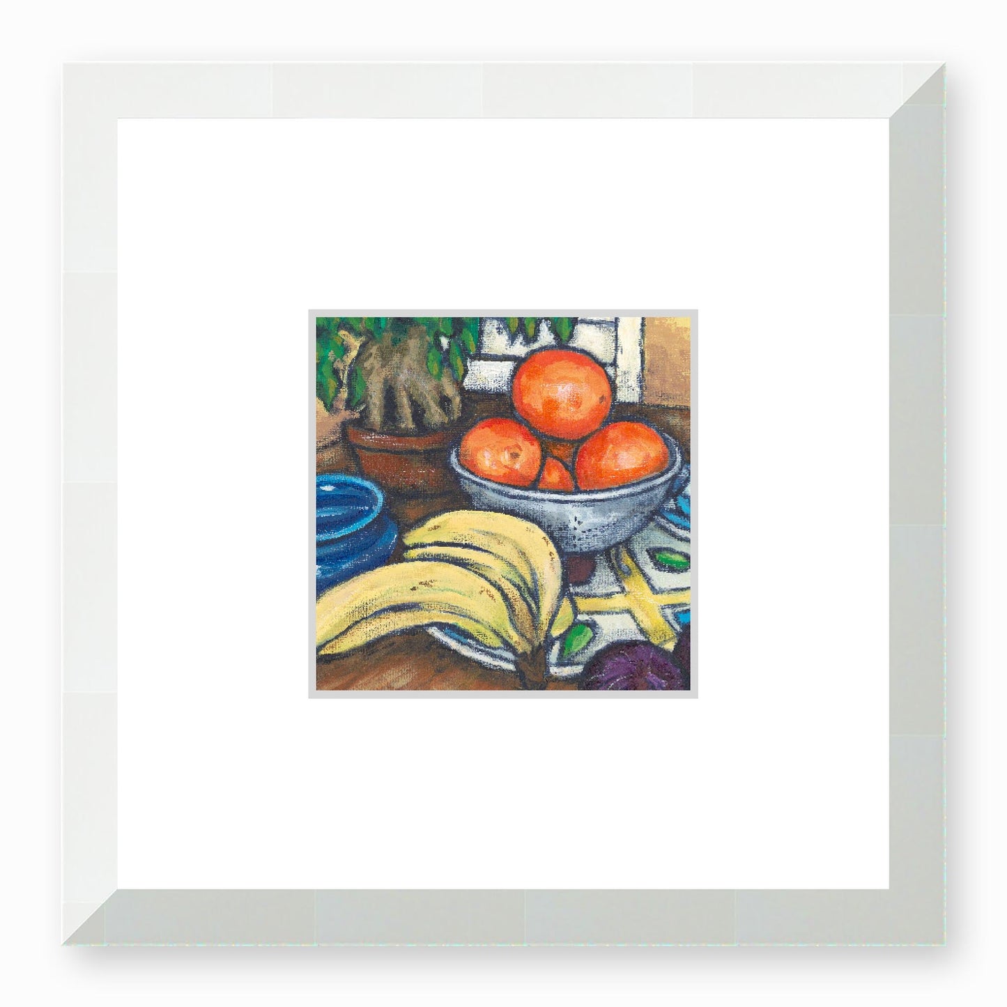 Framed Fine Art Print, Faux Mat - 12x12 inches | Still Life in Acrylic, FMS-1000-1104, Prints, Fine art, White Frame,12 x 12 inches