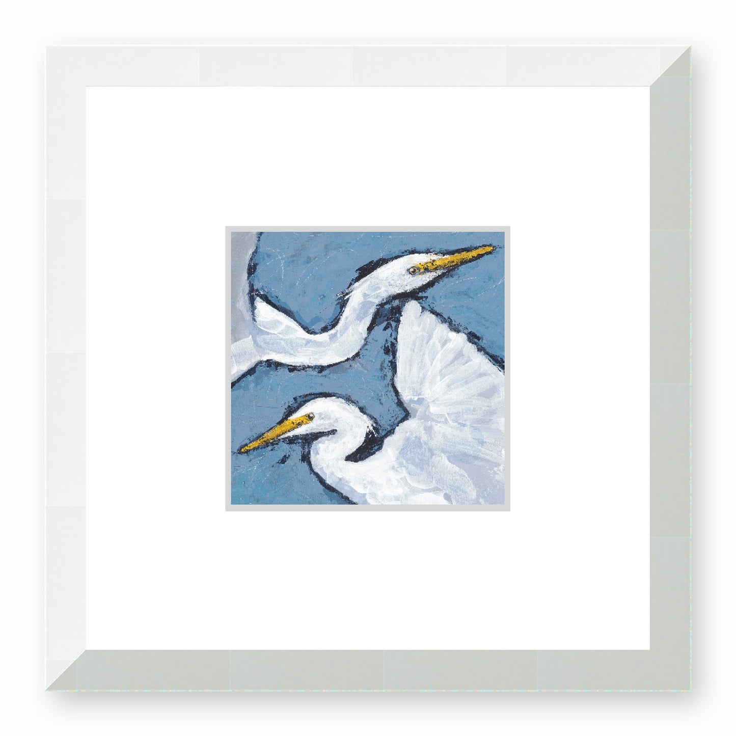 Framed Fine Art Print, Faux Mat - 12x12 inches | Heron Pair in Acrylic, FMS-1020-002, Prints, Fine art, White Frame,12 x 12 inches