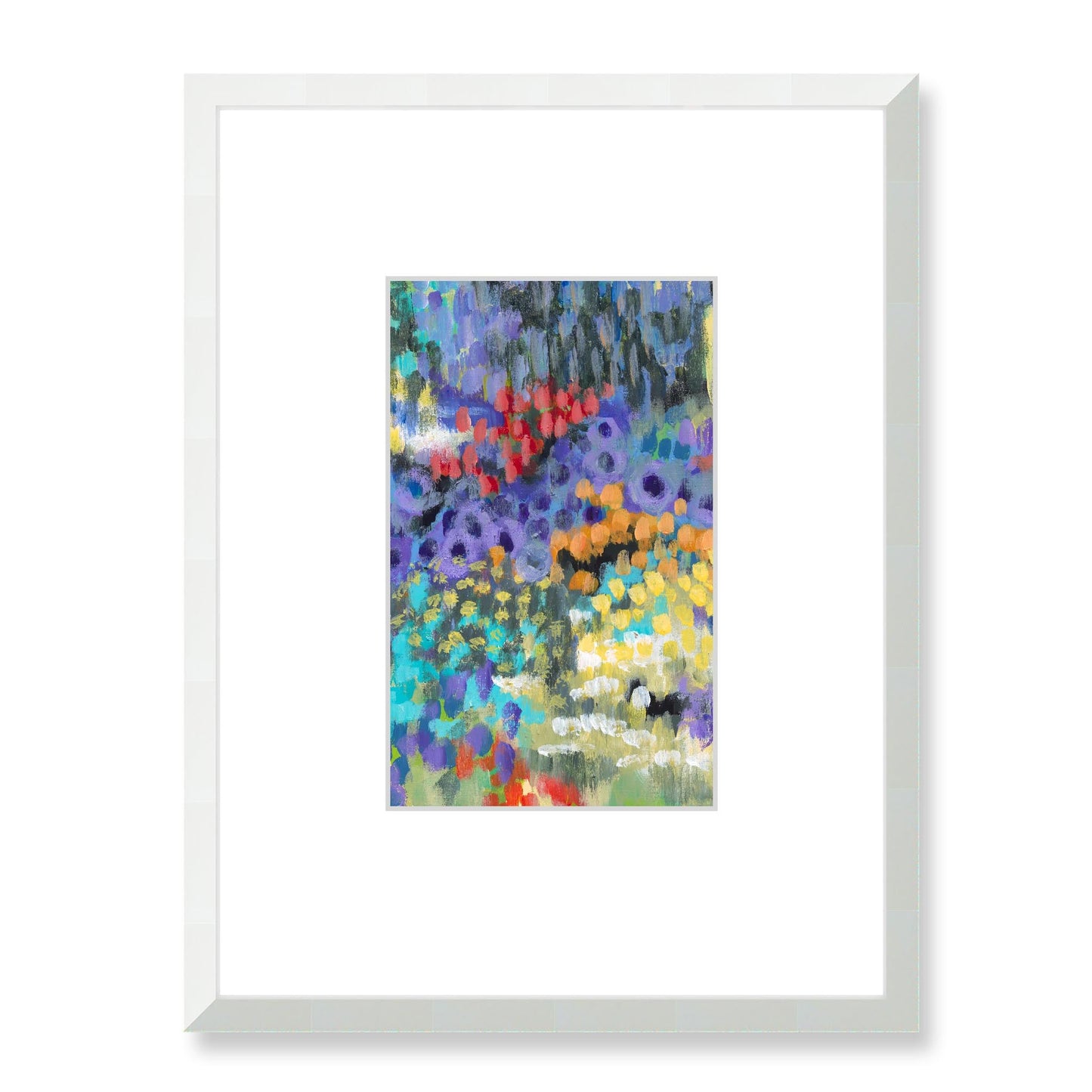 Framed Fine Art Print, Faux Mat - 18x24 inches | Floral Garden Two in Acrylic, FMV-1000-1145-001, Prints, Fine art, White Frame, 45 x 60 cm ,18 x 24 inches