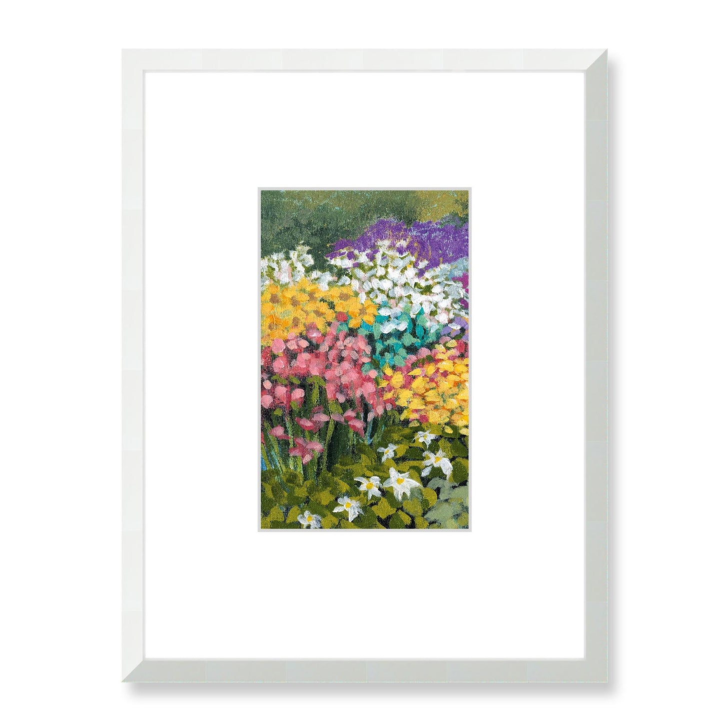 Framed Fine Art Print, Faux Mat - 18x24 inches | Floral Garden Three in Acrylic, FMV-1000-1147-001, Prints, Fine art, White Frame, 45 x 60 cm ,18 x 24 inches