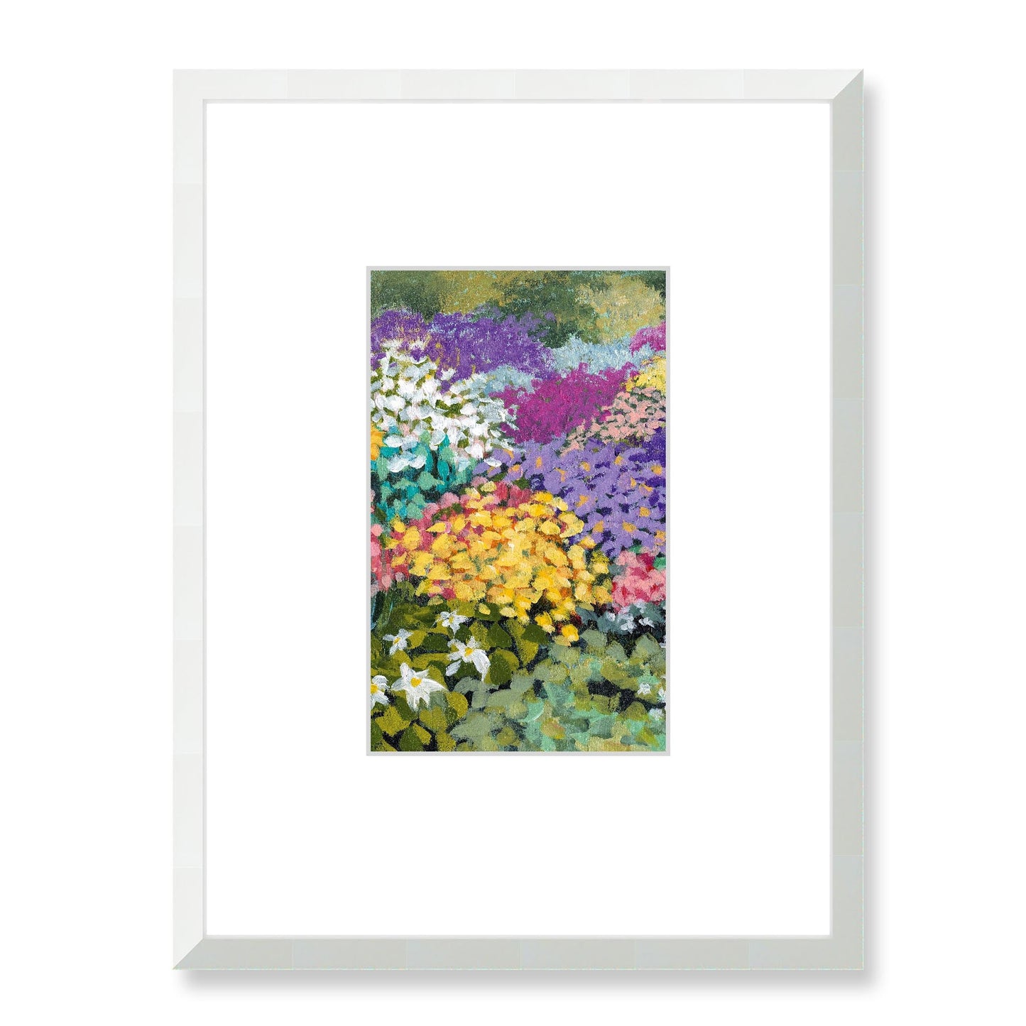 Framed Fine Art Print, Faux Mat - 18x24 inches | Floral Garden Three in Acrylic, FMV-1000-1147-001, Prints, Fine art, White Frame, 45 x 60 cm ,18 x 24 inches