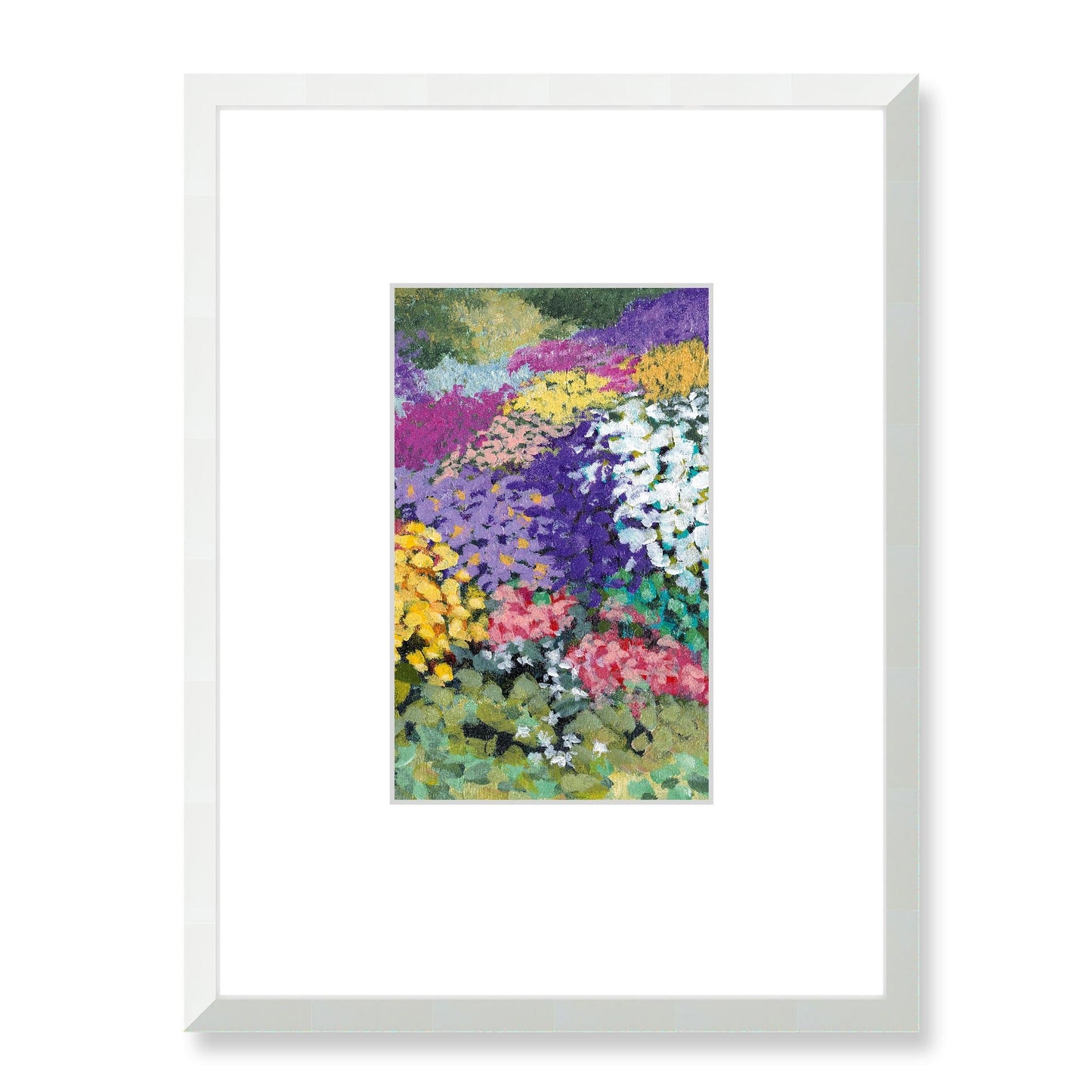 Framed Fine Art Print, Faux Mat - 18x24 inches | Floral Garden Three in Acrylic, FMV-1000-1147-001, Prints, Fine art, White Frame, 45 x 60 cm ,18 x 24 inches