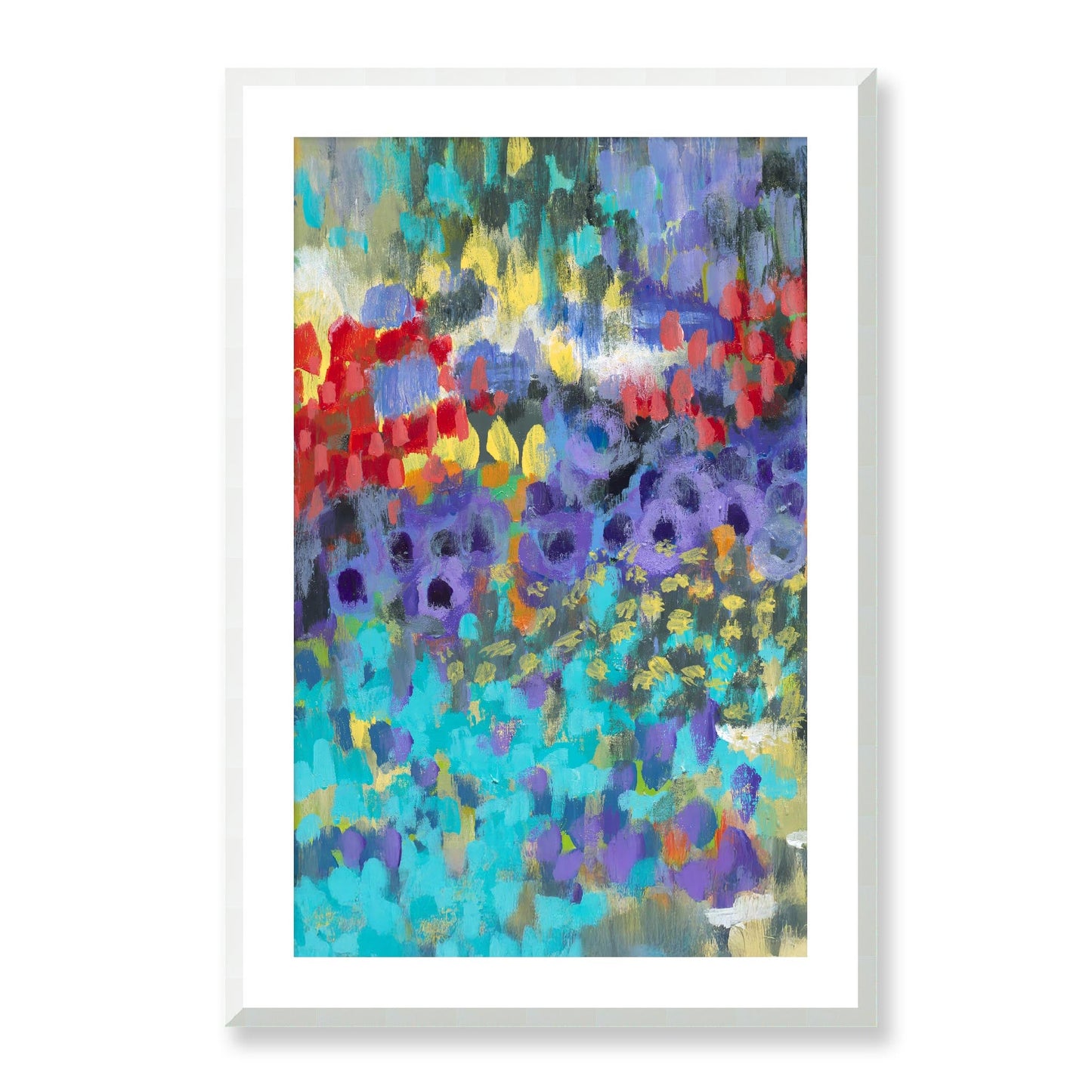 Framed Fine Art Print, White Mat - 11x14 16x20 20x28 | Floral Garden Two in Acrylic, fp2-1000-1145L, Prints, Fine art, White Frame, 61 x 91 cm ,24 x 36 inches