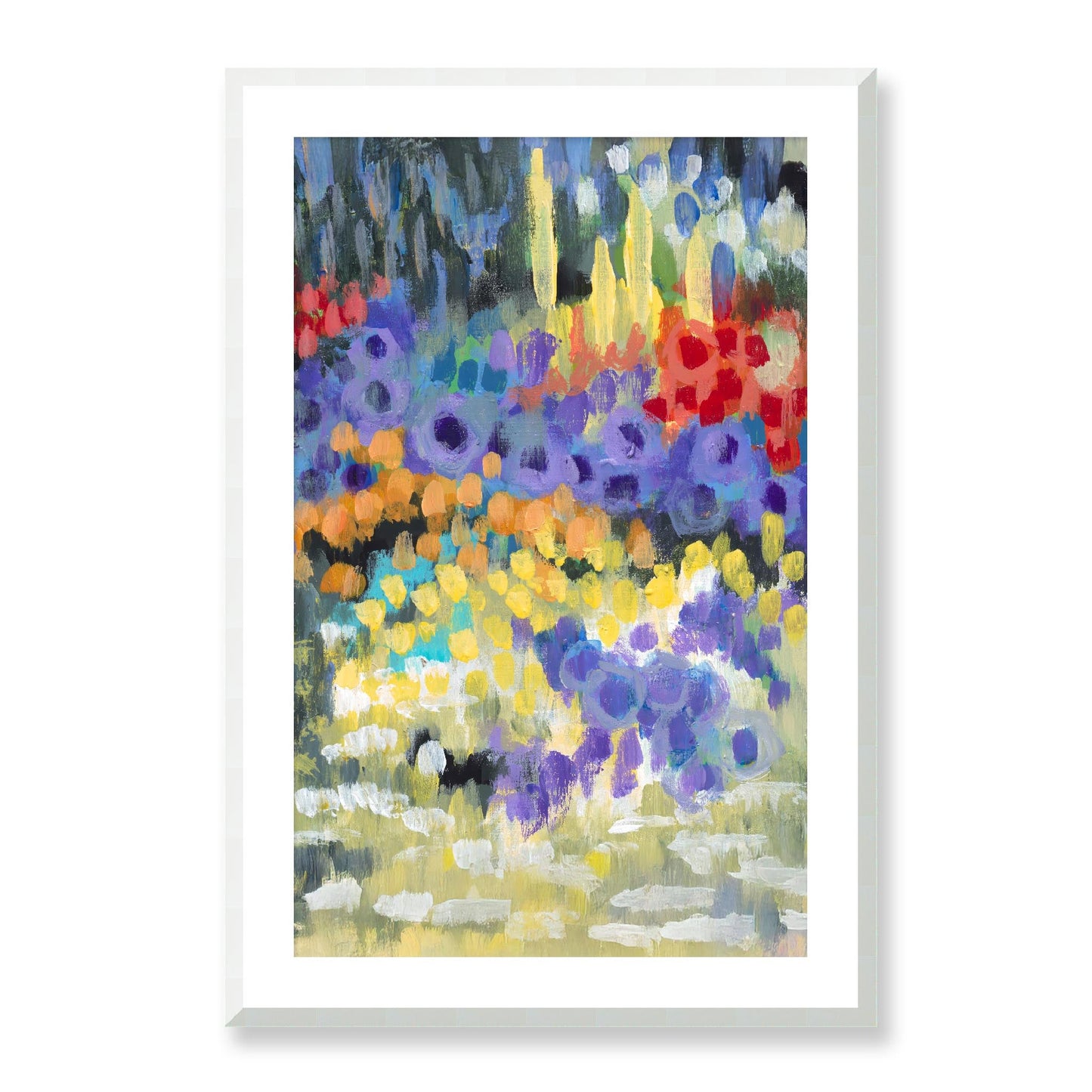 Framed Fine Art Print, White Mat - 11x14 16x20 20x28 | Floral Garden Two in Acrylic, fp2-1000-1145R, Prints, Fine art, White Frame, 61 x 91 cm ,24 x 36 inches