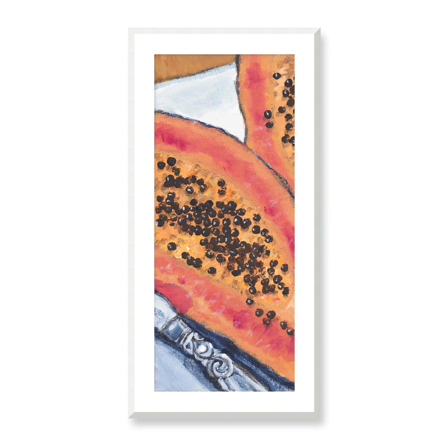 Framed Fine Art Print, White Mat - 16x33 inches | Papaya, FP3-1000-1105-L, Prints, Fine art, White Frame, 48 x 102 cm ,19 x 40 inches