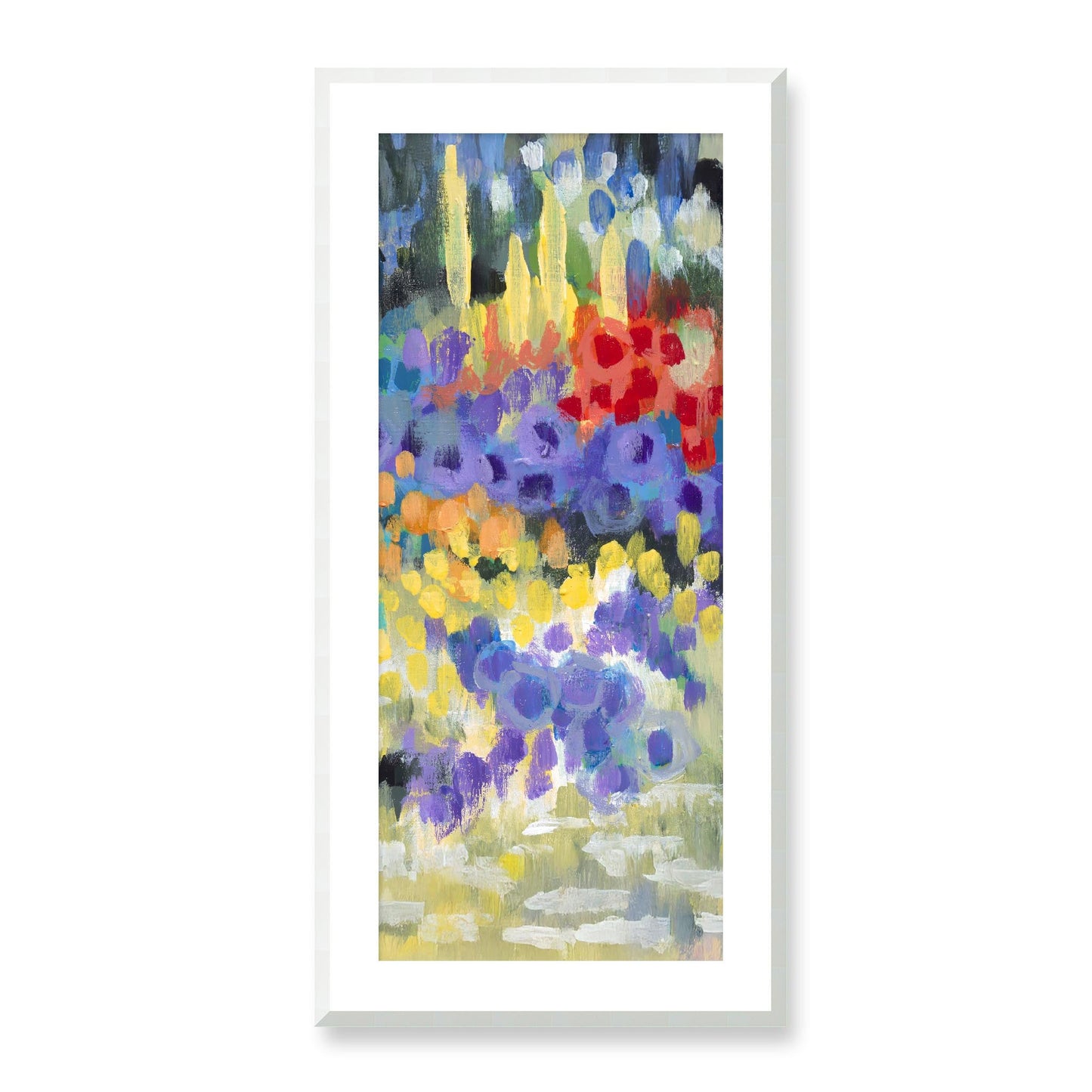 Framed Fine Art Print, White Mat - 16x33 inches | Floral Garden, FP3-1000-1145-R, Prints, Fine art, White Frame, 48 x 102 cm ,19 x 40 inches