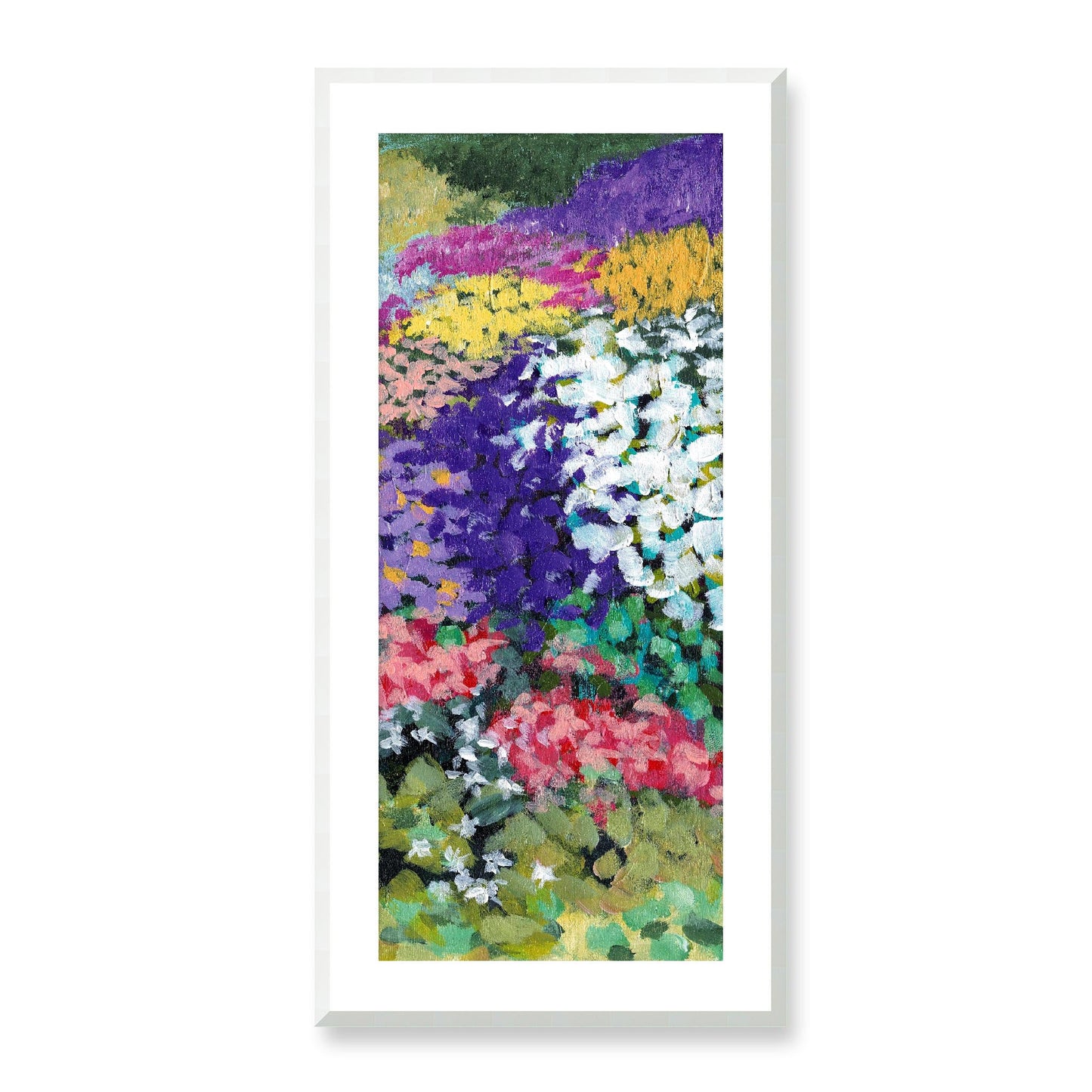 Framed Fine Art Print, White Mat - 16x33 inches | Floral Garden, FP3-1000-1147-R, Prints, Fine art, White Frame, 48 x 102 cm ,19 x 40 inches