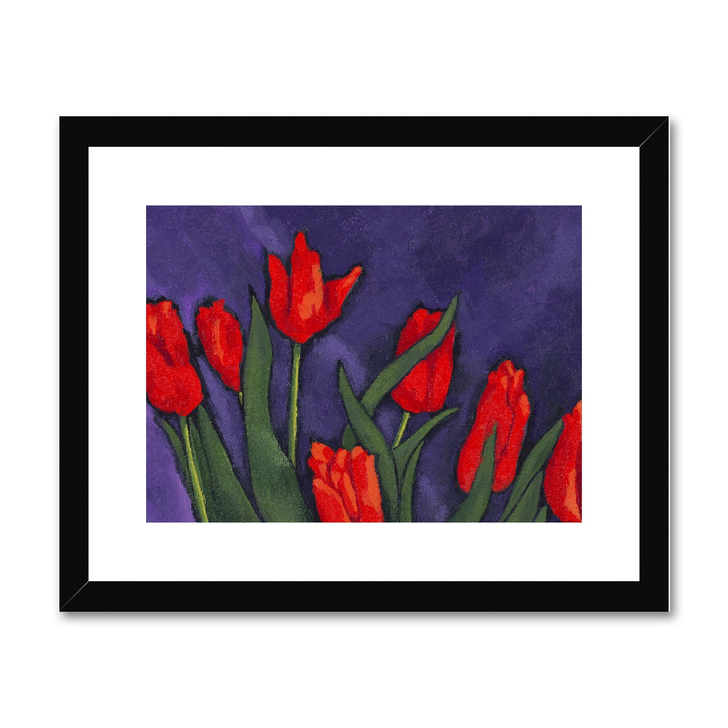 Framed Fine Art Print, White Mat - 14x11 20x16 28x20 40x28 inches | Red Tulip, fph-1111-1142-002