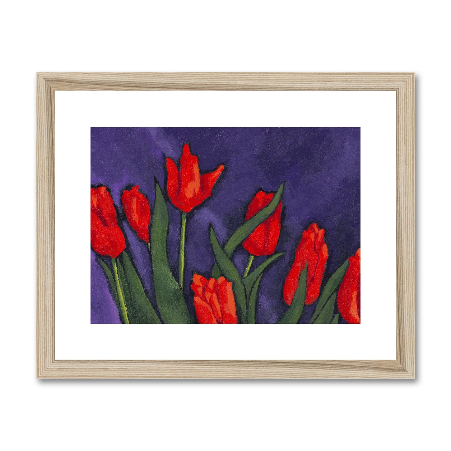 Framed Fine Art Print, White Mat - 14x11 20x16 28x20 40x28 inches | Red Tulip, fph-1111-1142-002