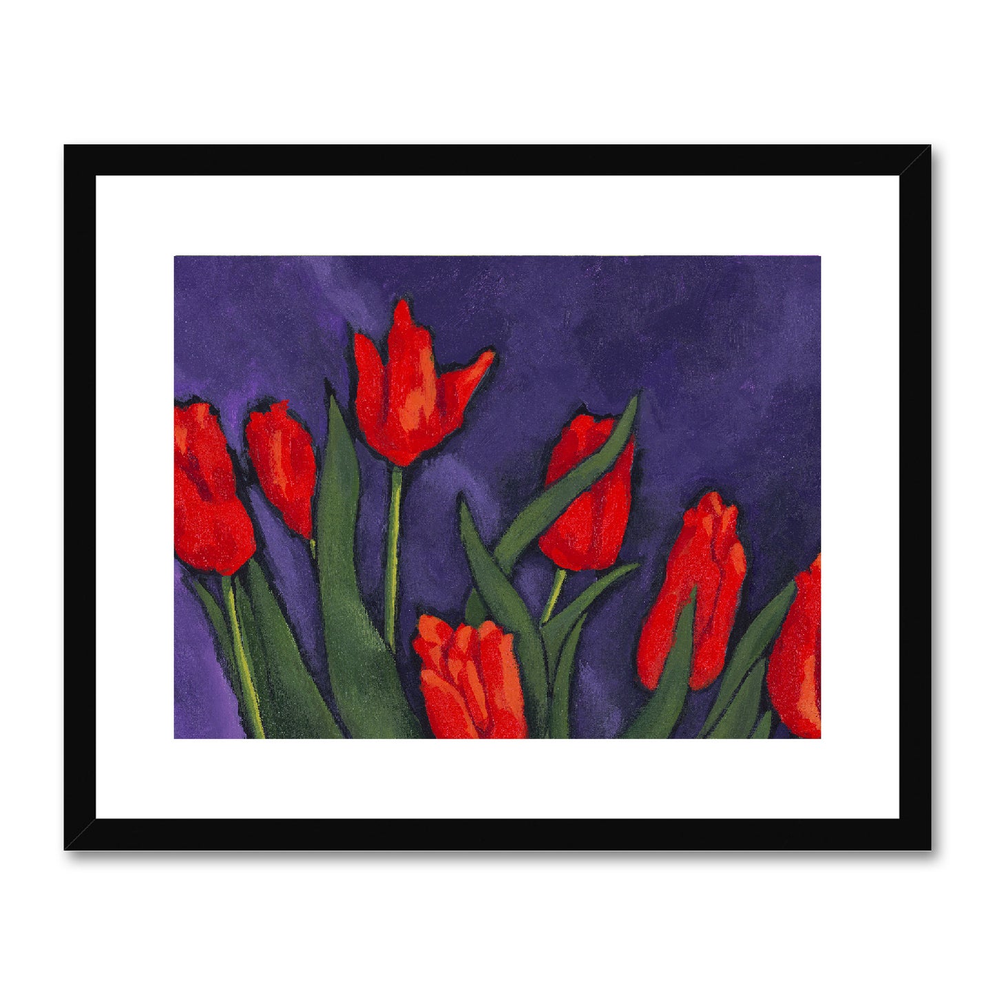 Framed Fine Art Print, White Mat - 14x11 20x16 28x20 40x28 inches | Red Tulip, fph-1111-1142-002