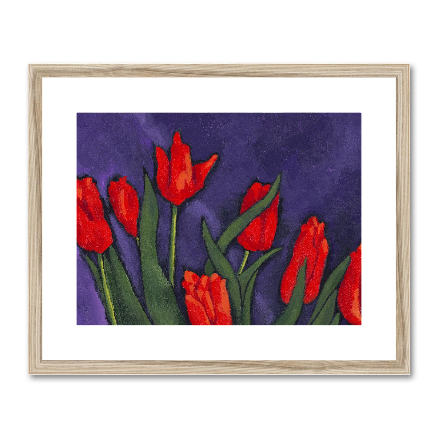 Framed Fine Art Print, White Mat - 14x11 20x16 28x20 40x28 inches | Red Tulip, fph-1111-1142-002