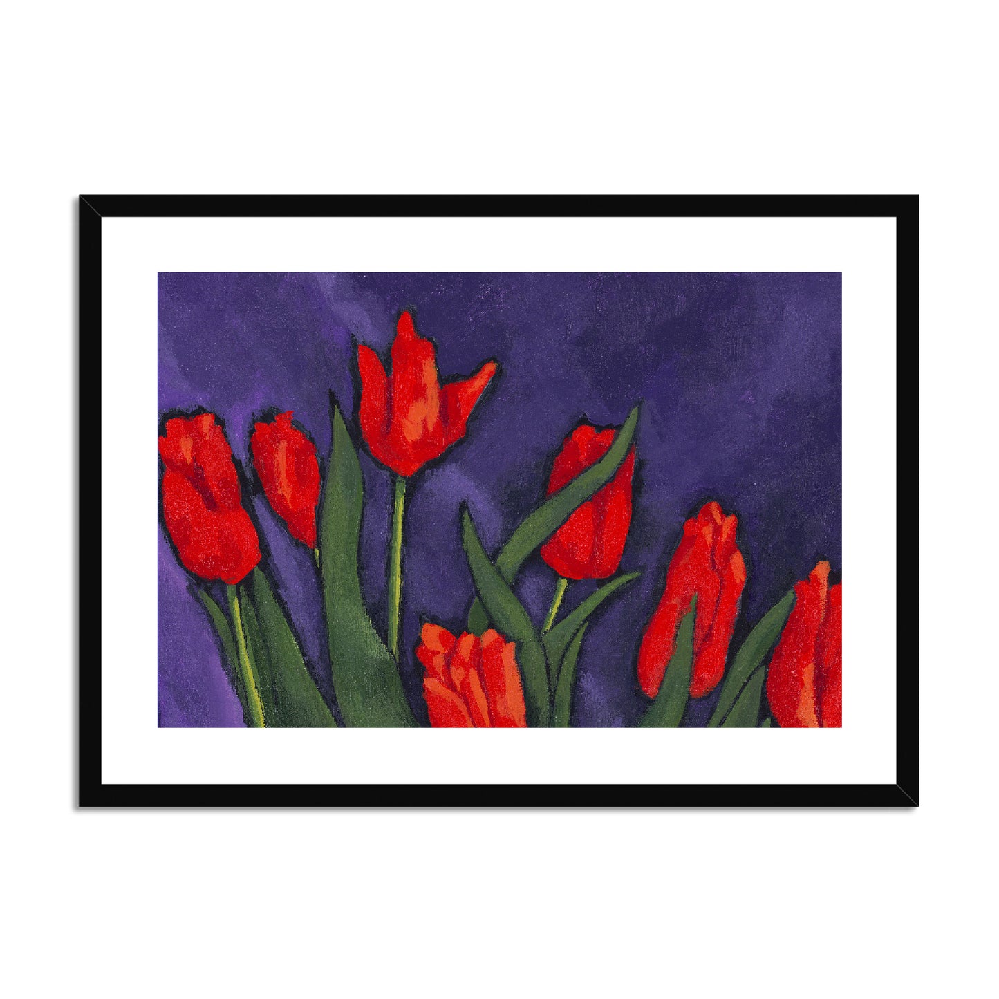 Framed Fine Art Print, White Mat - 14x11 20x16 28x20 40x28 inches | Red Tulip, fph-1111-1142-002