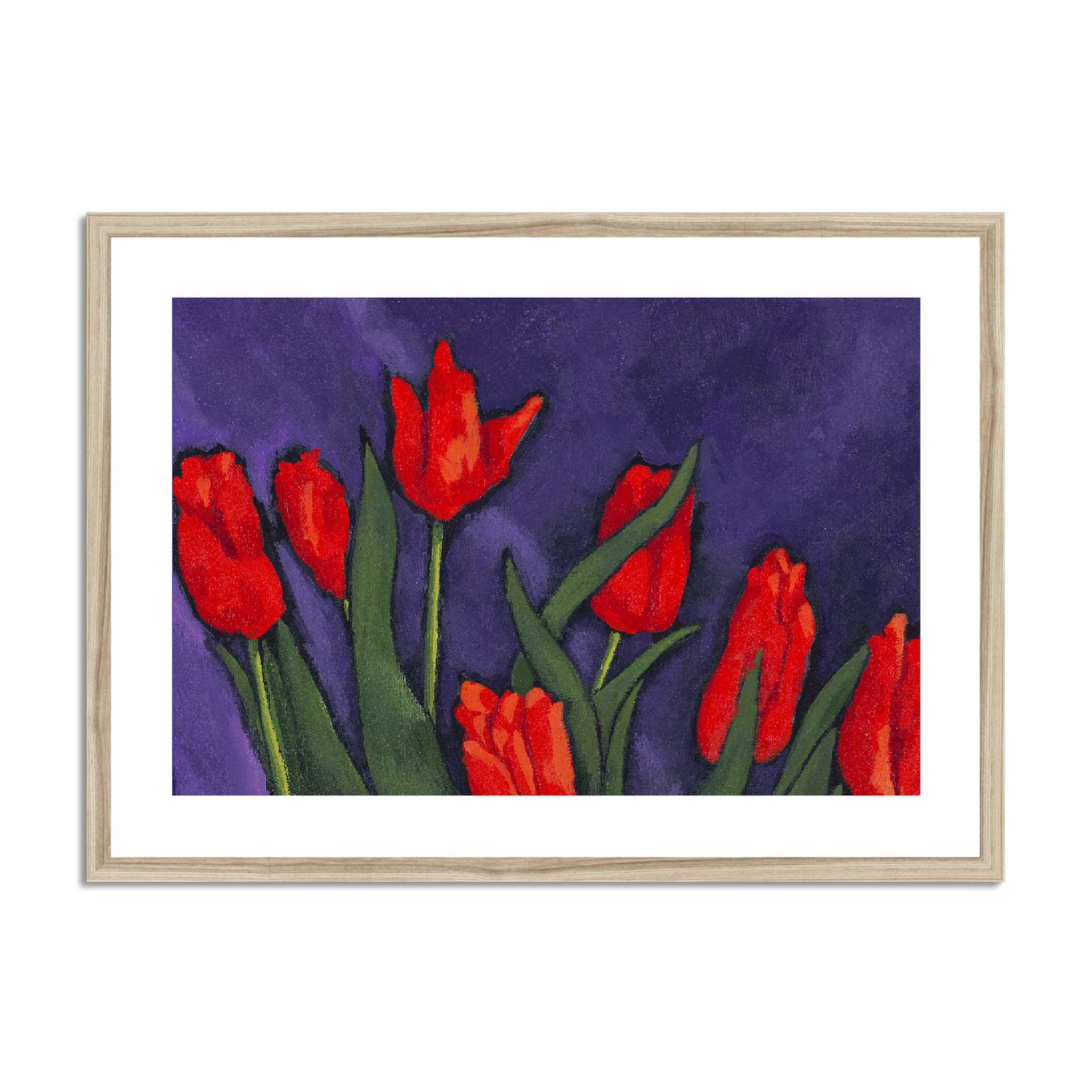 Framed Fine Art Print, White Mat - 14x11 20x16 28x20 40x28 inches | Red Tulip, fph-1111-1142-002