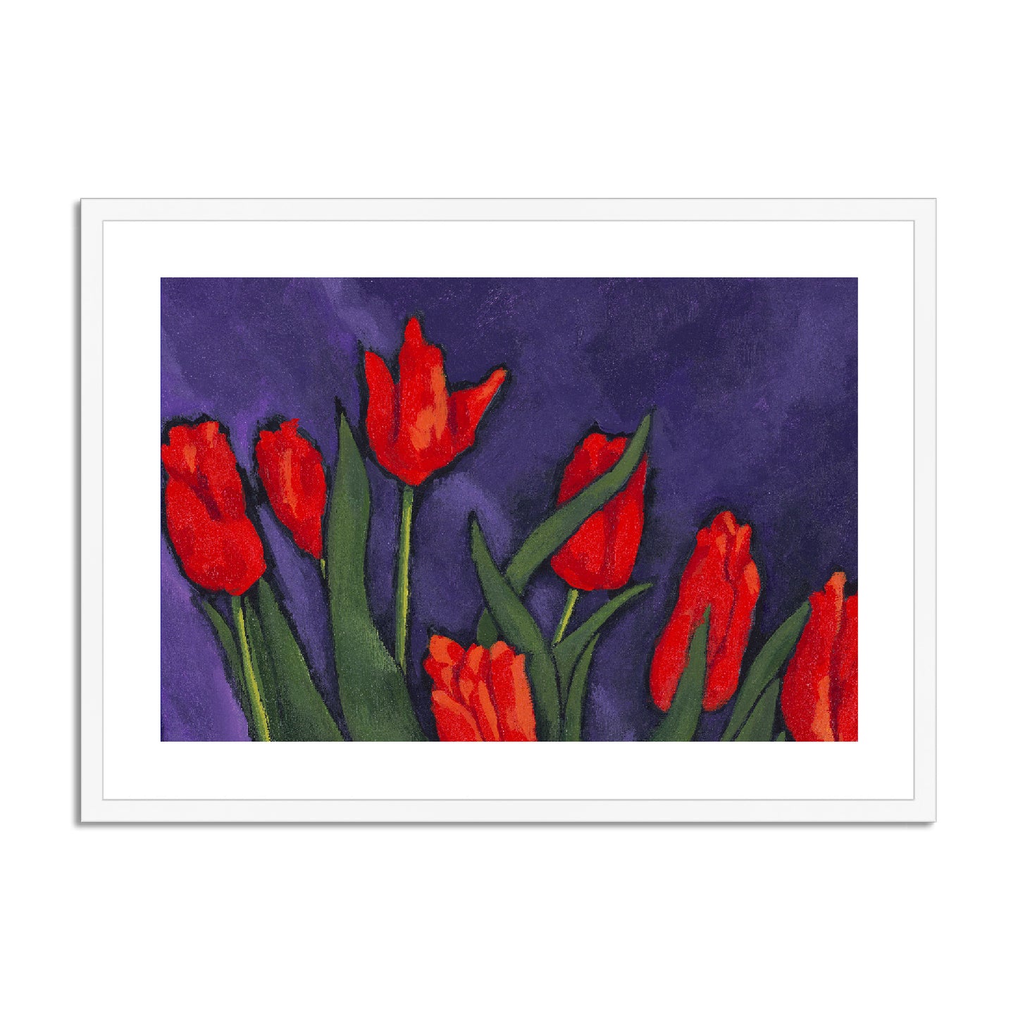 Framed Fine Art Print, White Mat - 14x11 20x16 28x20 40x28 inches | Red Tulip, fph-1111-1142-002